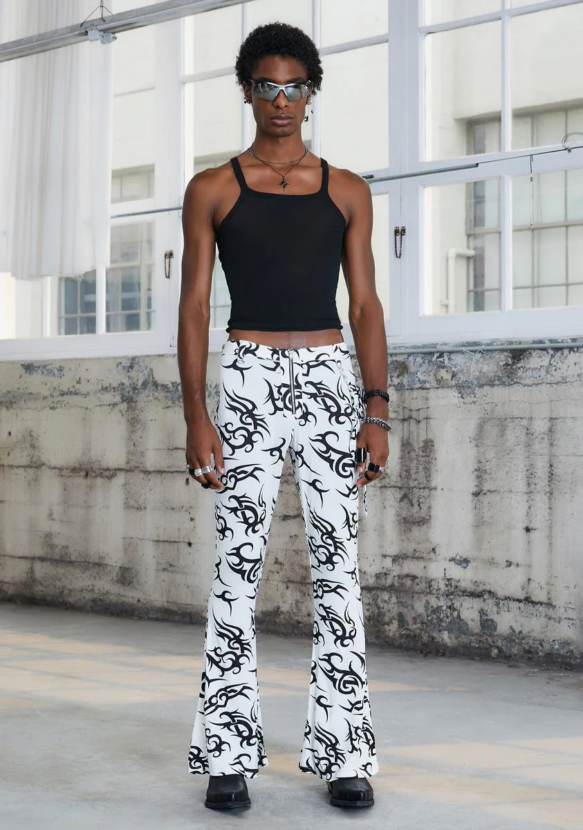 Kickdrum Tattoo Print Flare Pants - Image 3
