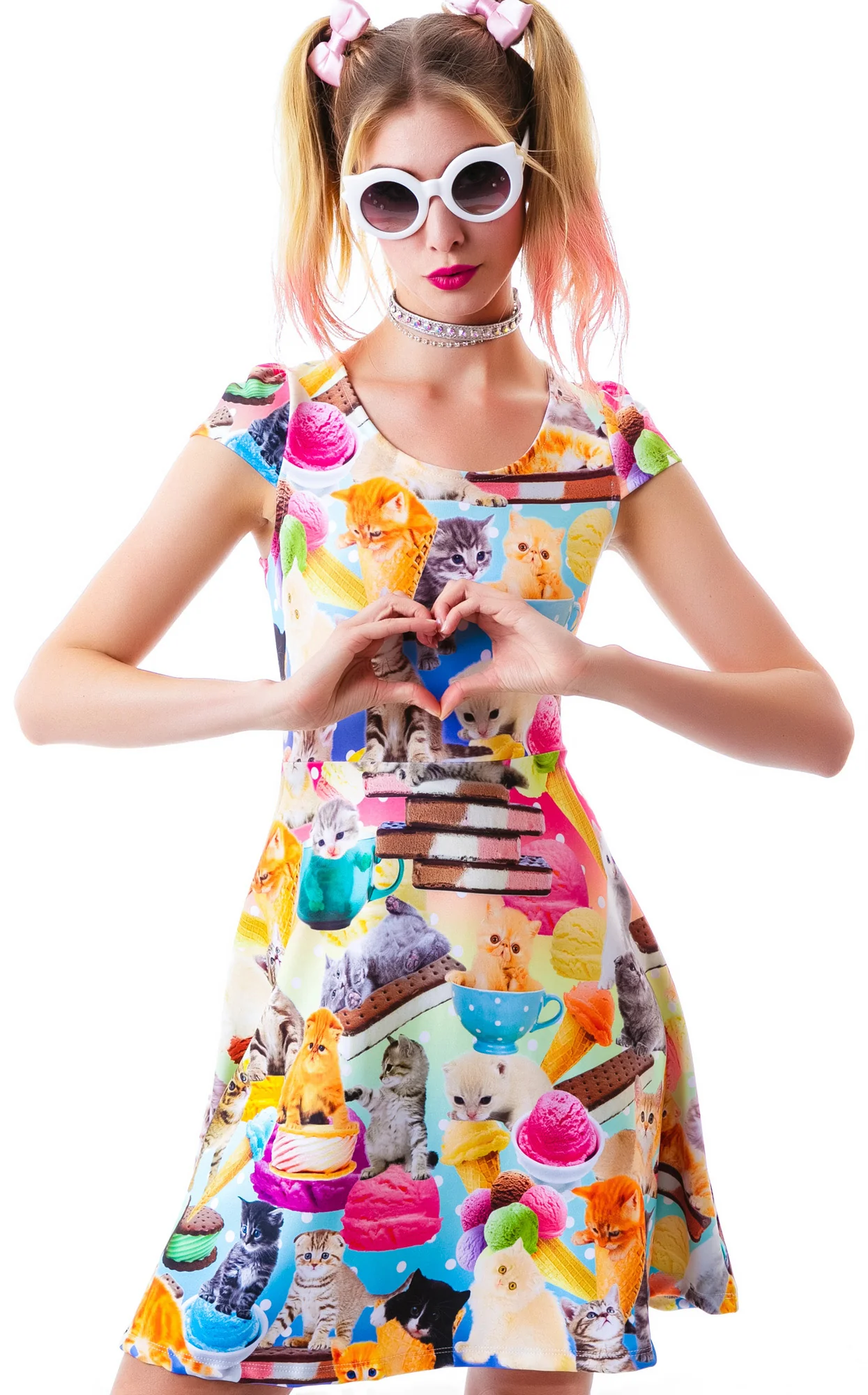 Kittens and Ice Cream Cap Sleeve Dress - Image 5