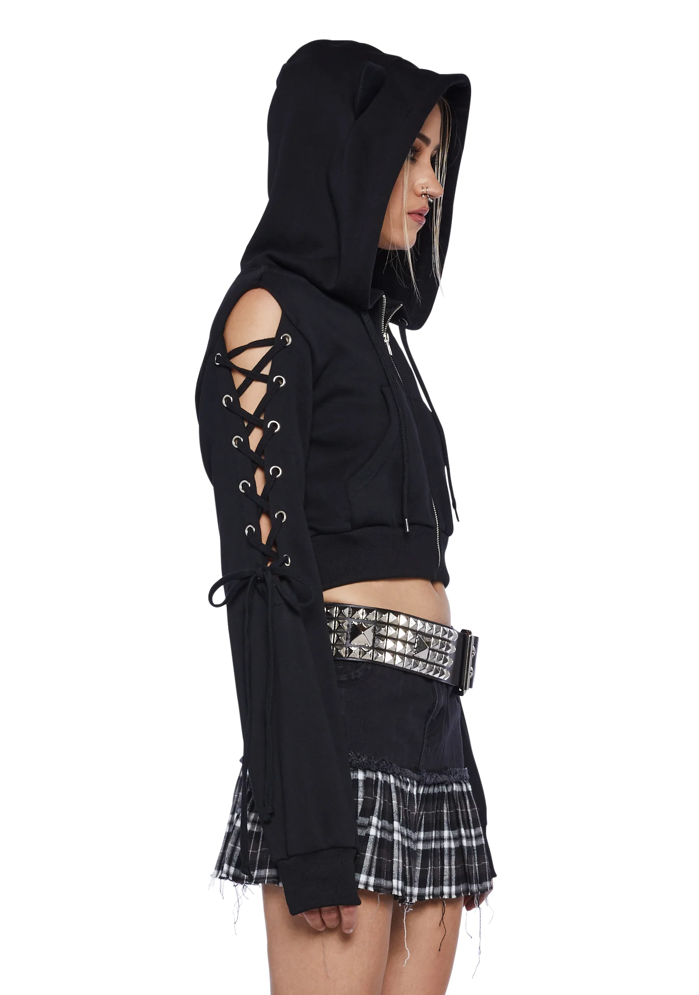 Kitty Karma Lace Up Hoodie - Image 3