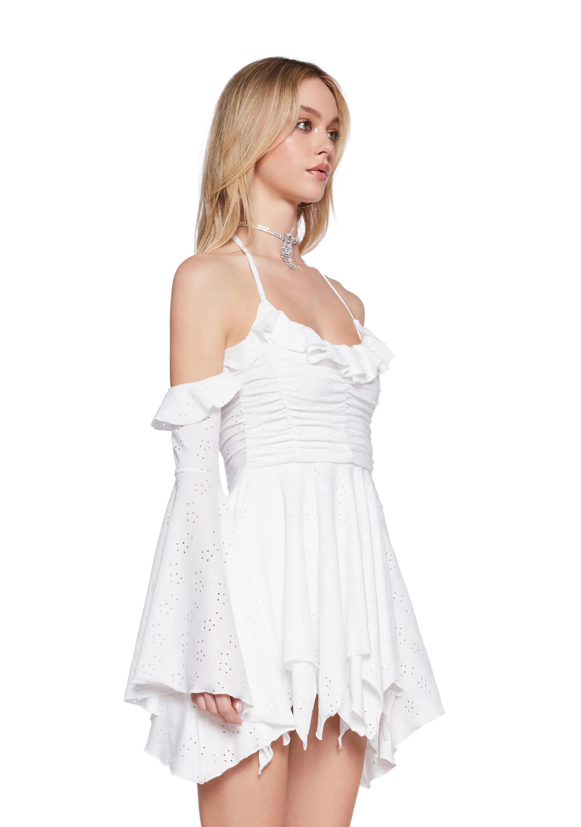 Fairy Delights Ruffled Handkerchief Dress - White - Image 3