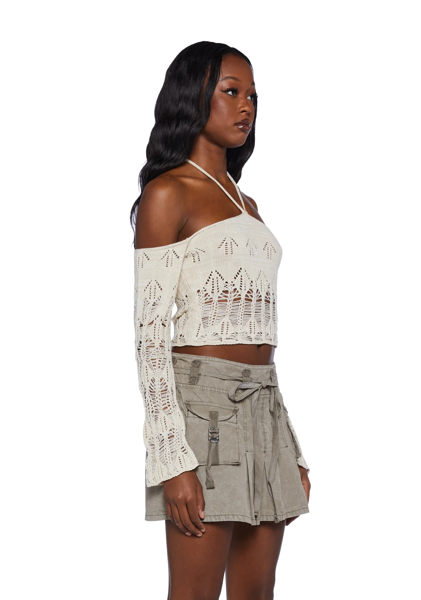 Knit Halter Crop Top - Image 3