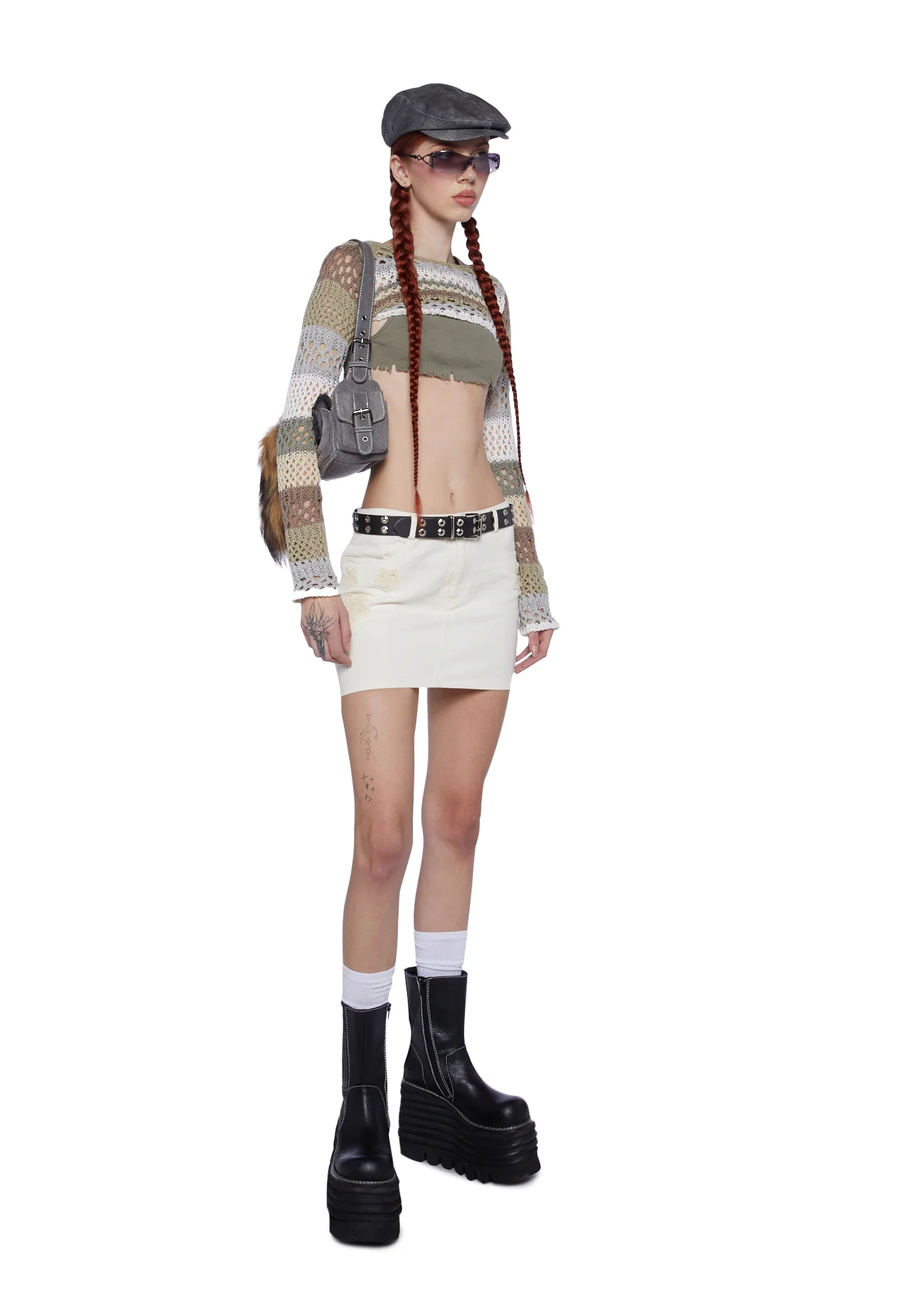 Knitted Cropped Shrug - Striped - Image 2