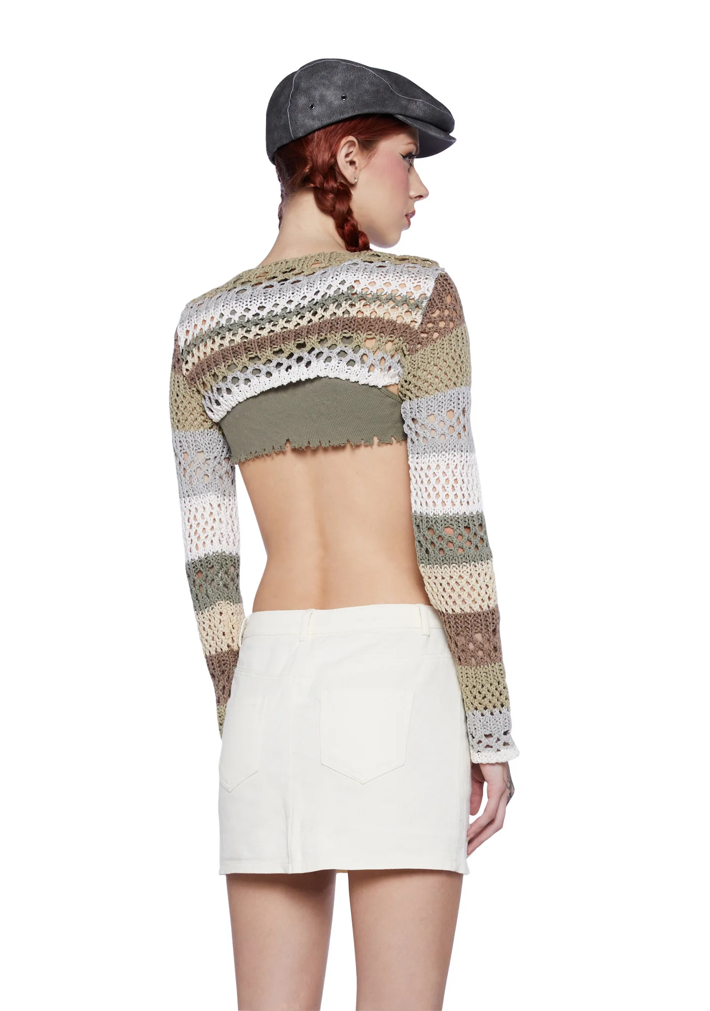 Knitted Cropped Shrug - Striped - Image 4