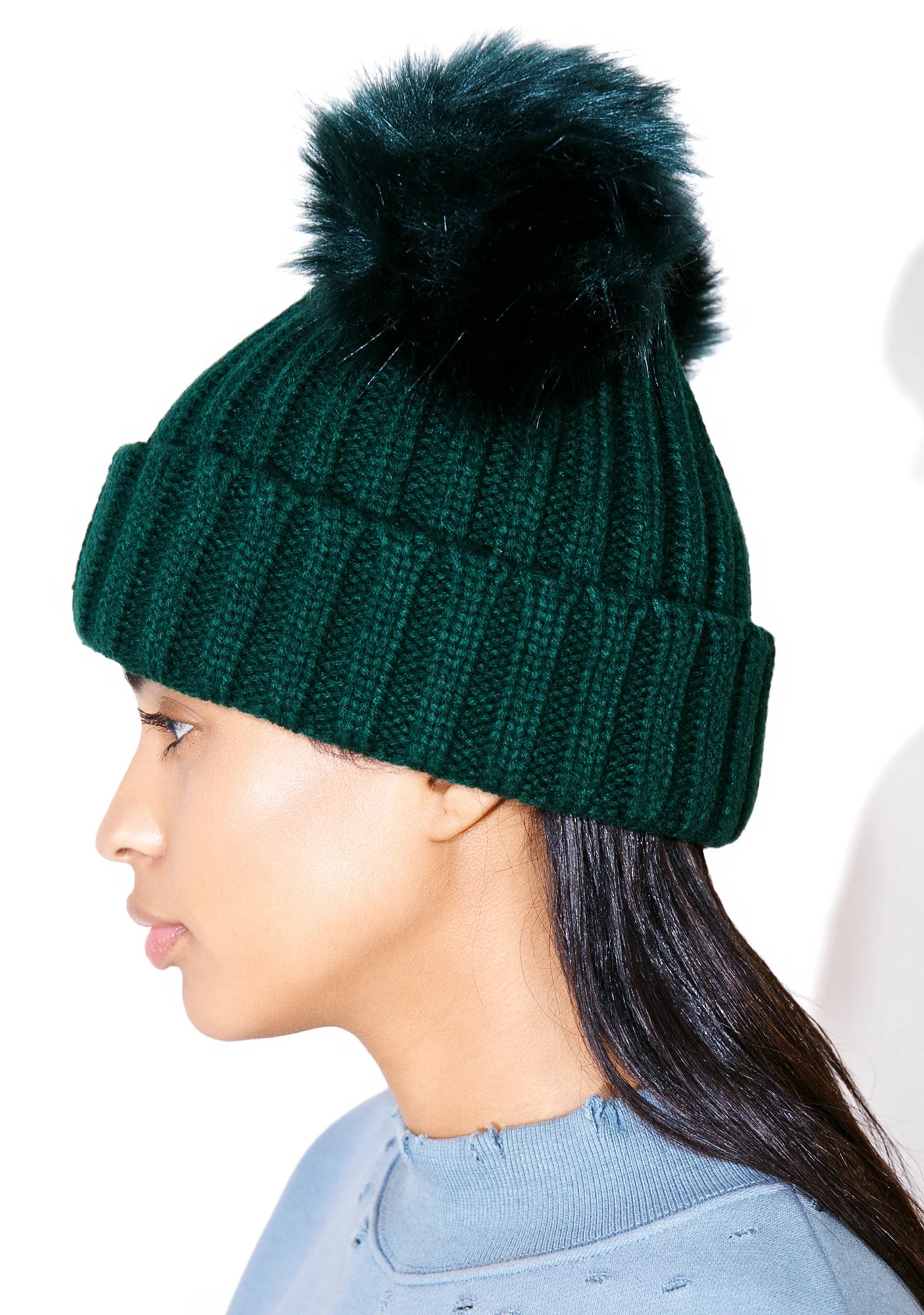 Kuma Pom-Pom Beanie - Green - Image 4