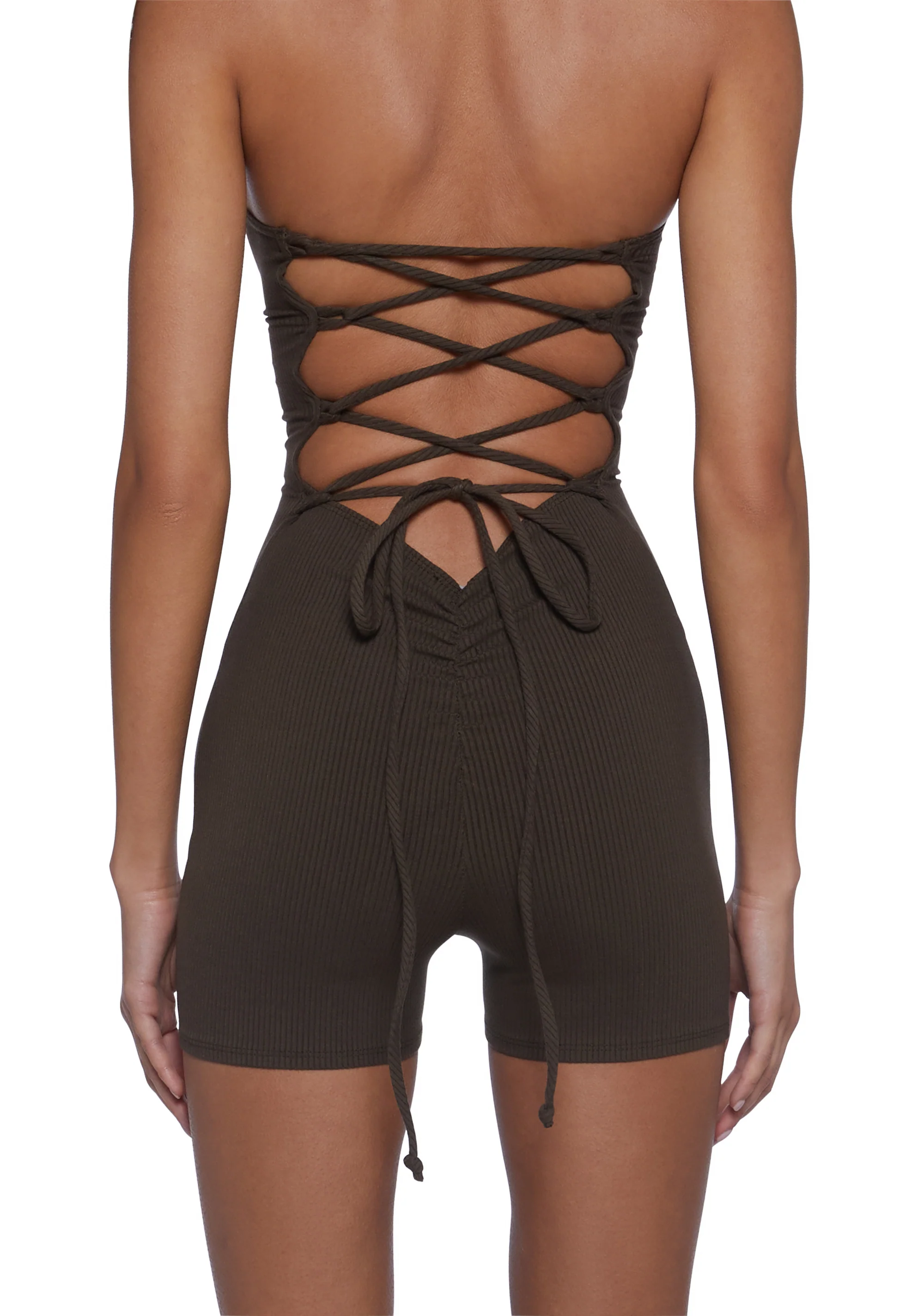 Many Beats Lace Up Romper - Image 5