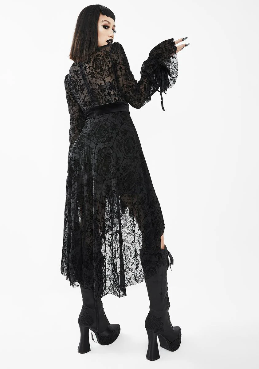 Lace Bell Sleeve High Low Dress - Image 4
