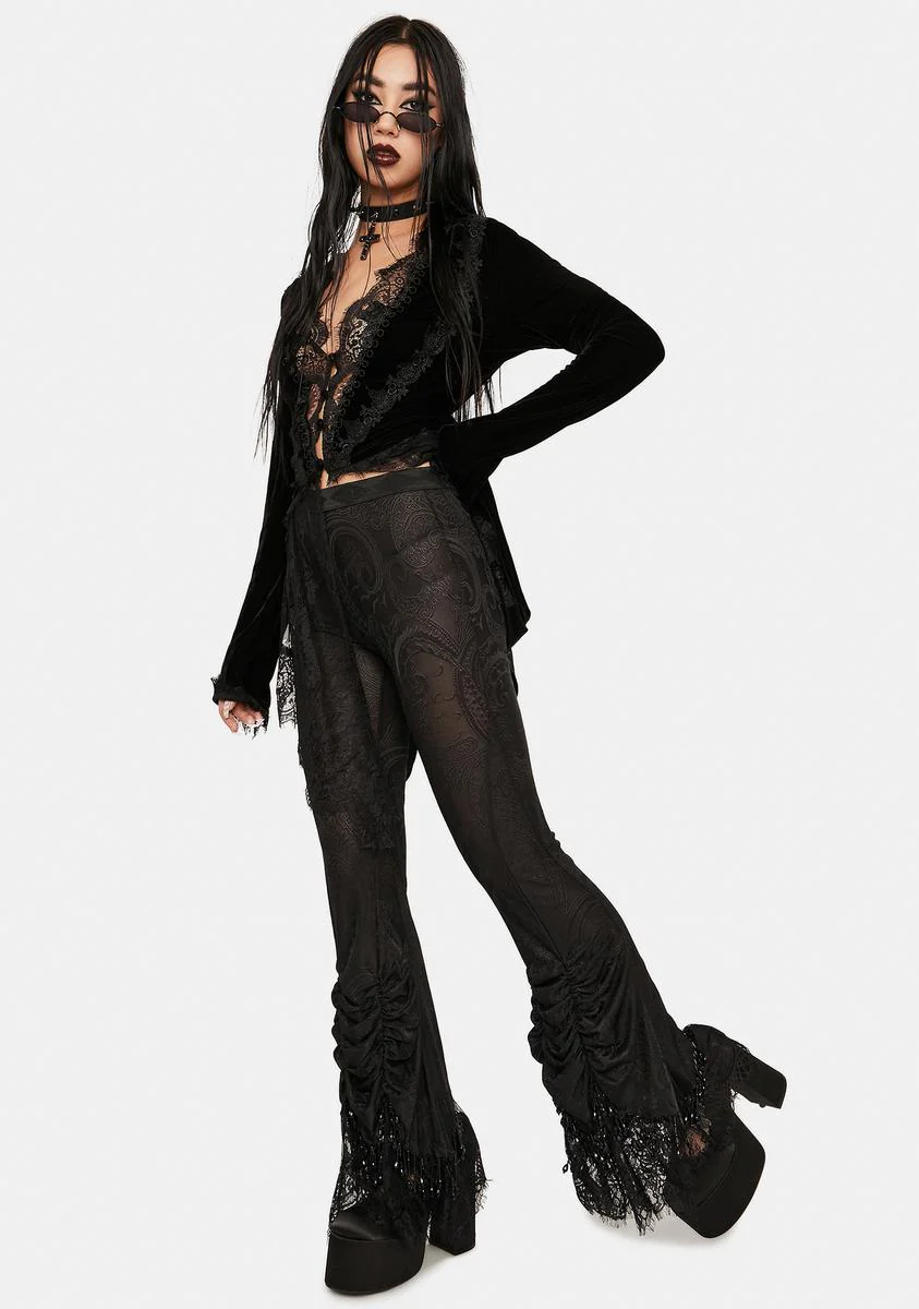Lace Bottom Mesh Pants - Image 2