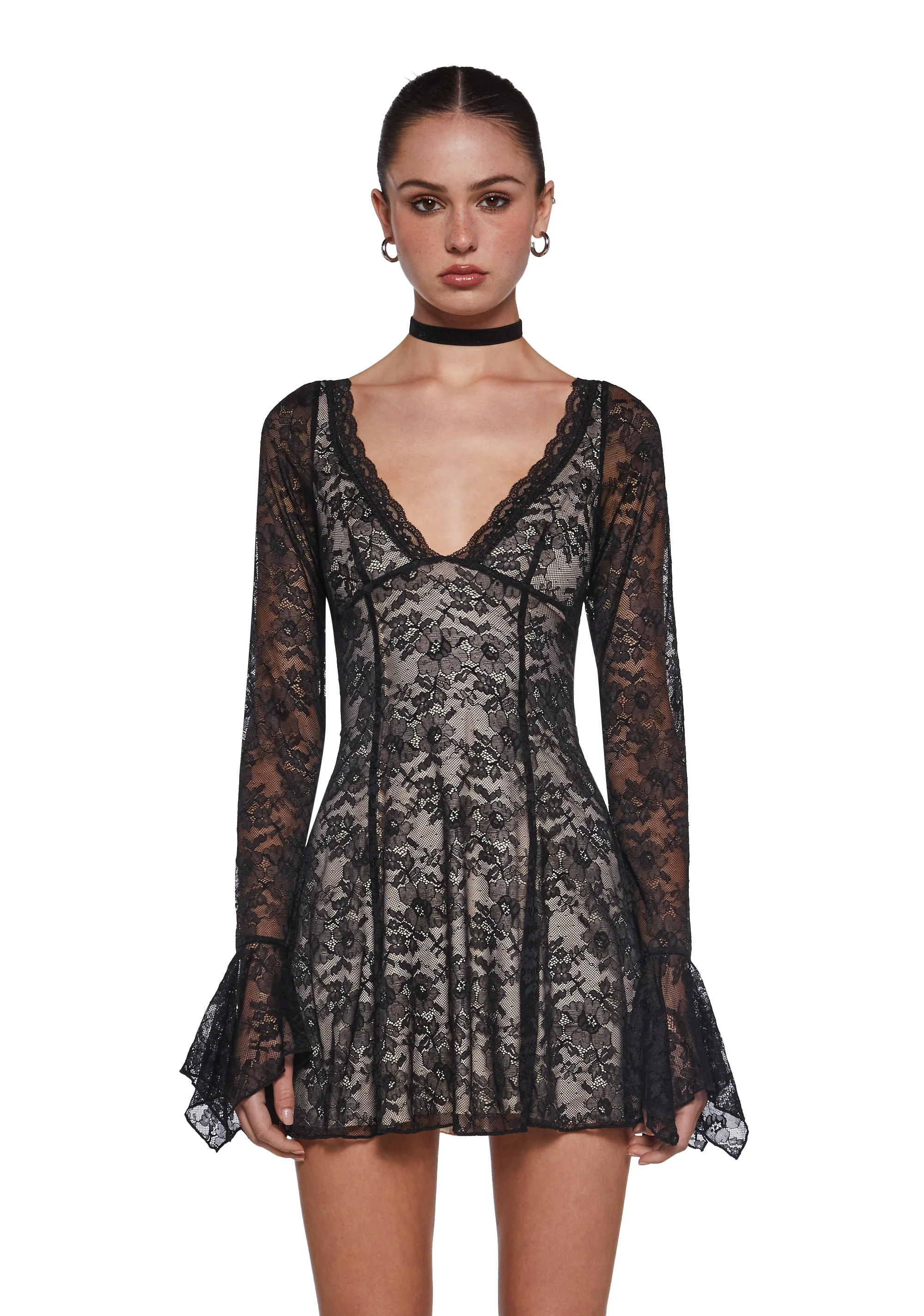 Mary Jane Lace Dress - Black - Image 2
