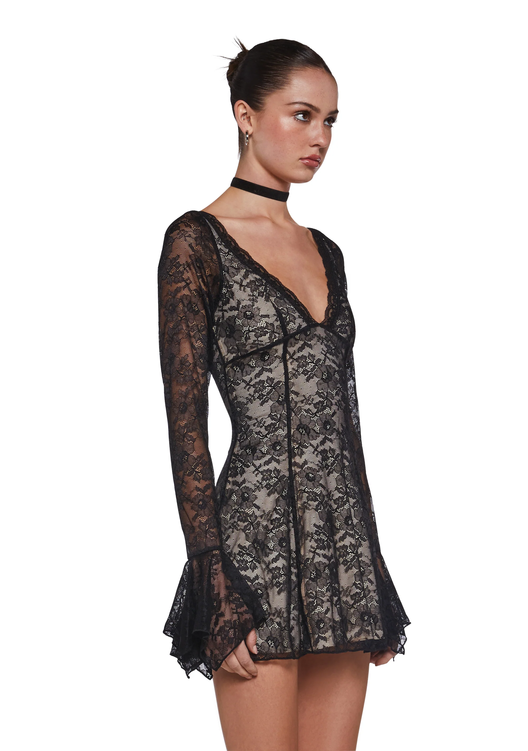 Mary Jane Lace Dress - Black - Image 3