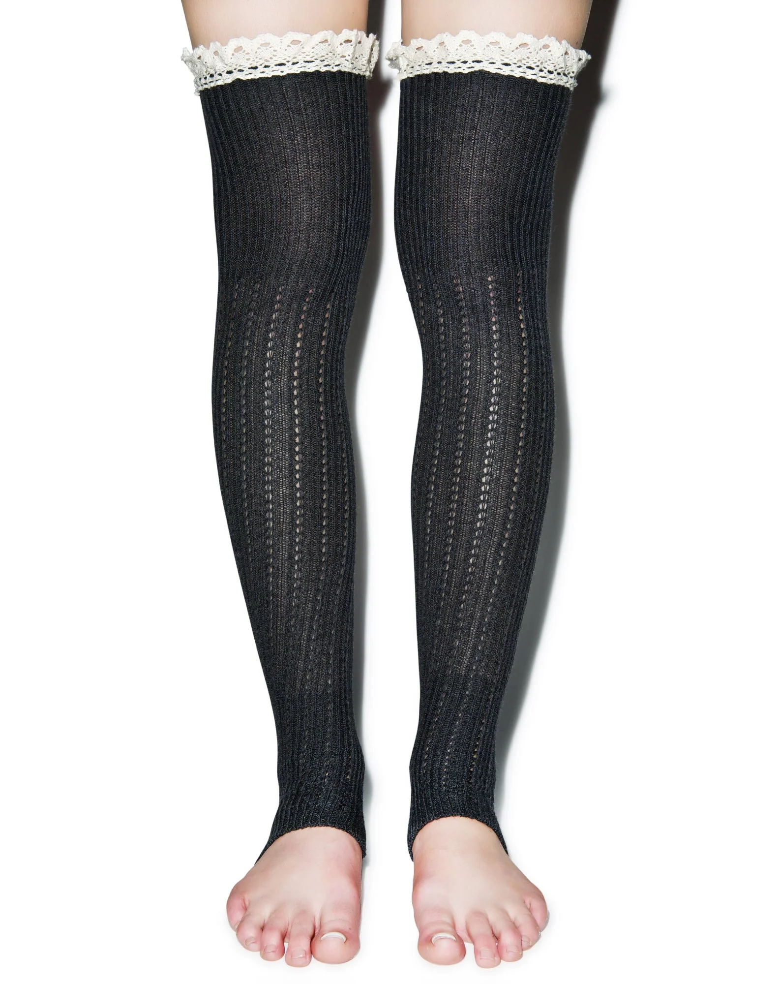 Lace For Days Legwarmers - Dark Gray - Image 6