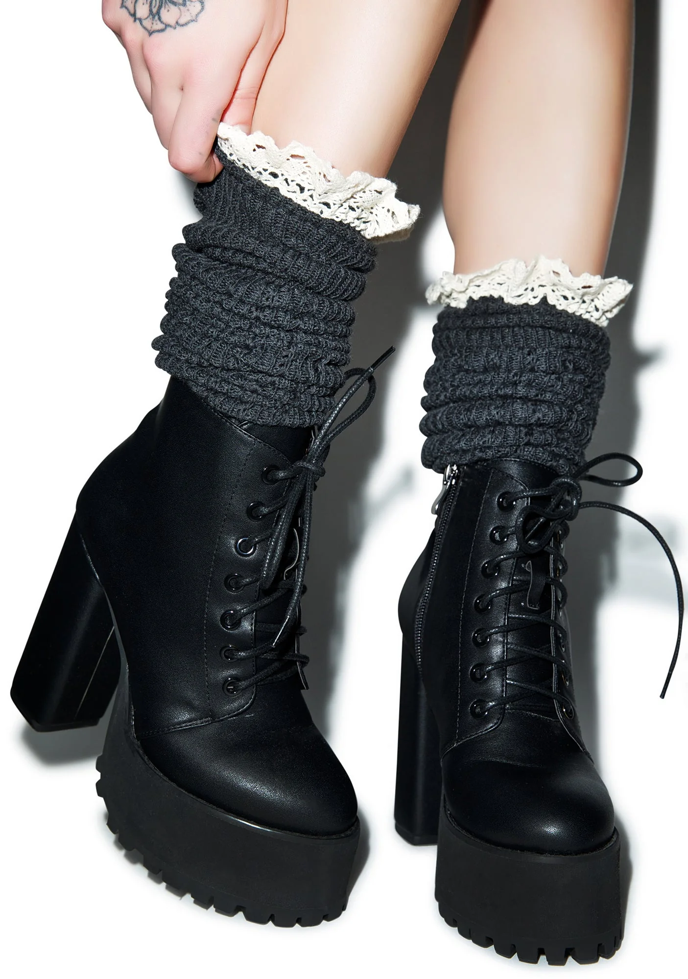 Lace For Days Legwarmers - Dark Gray - Image 8