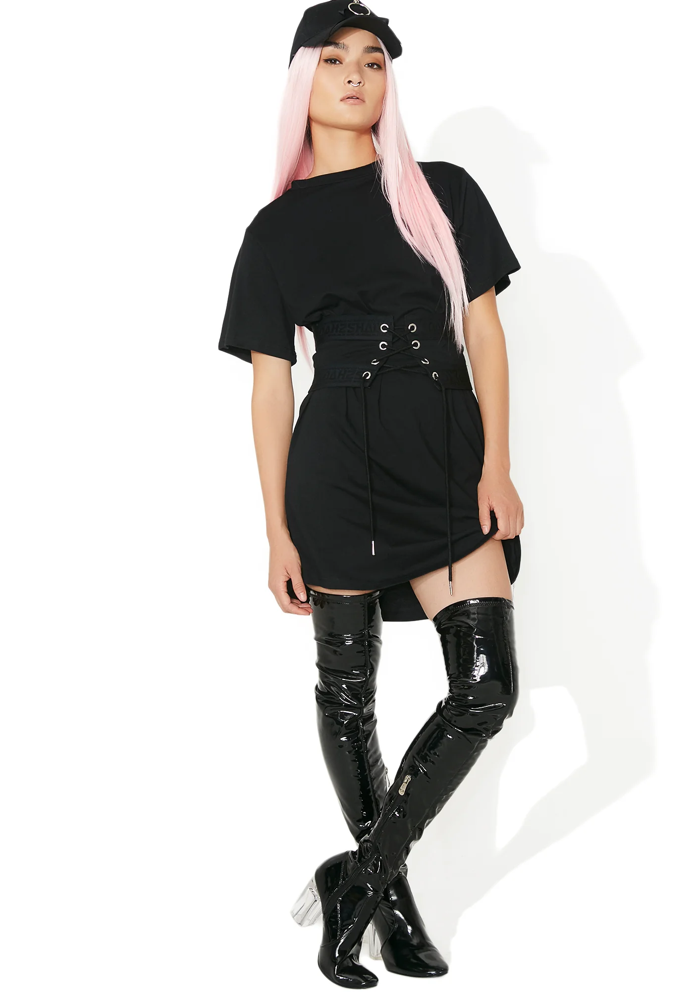 Lace Up Cincher T Dress - Image 3