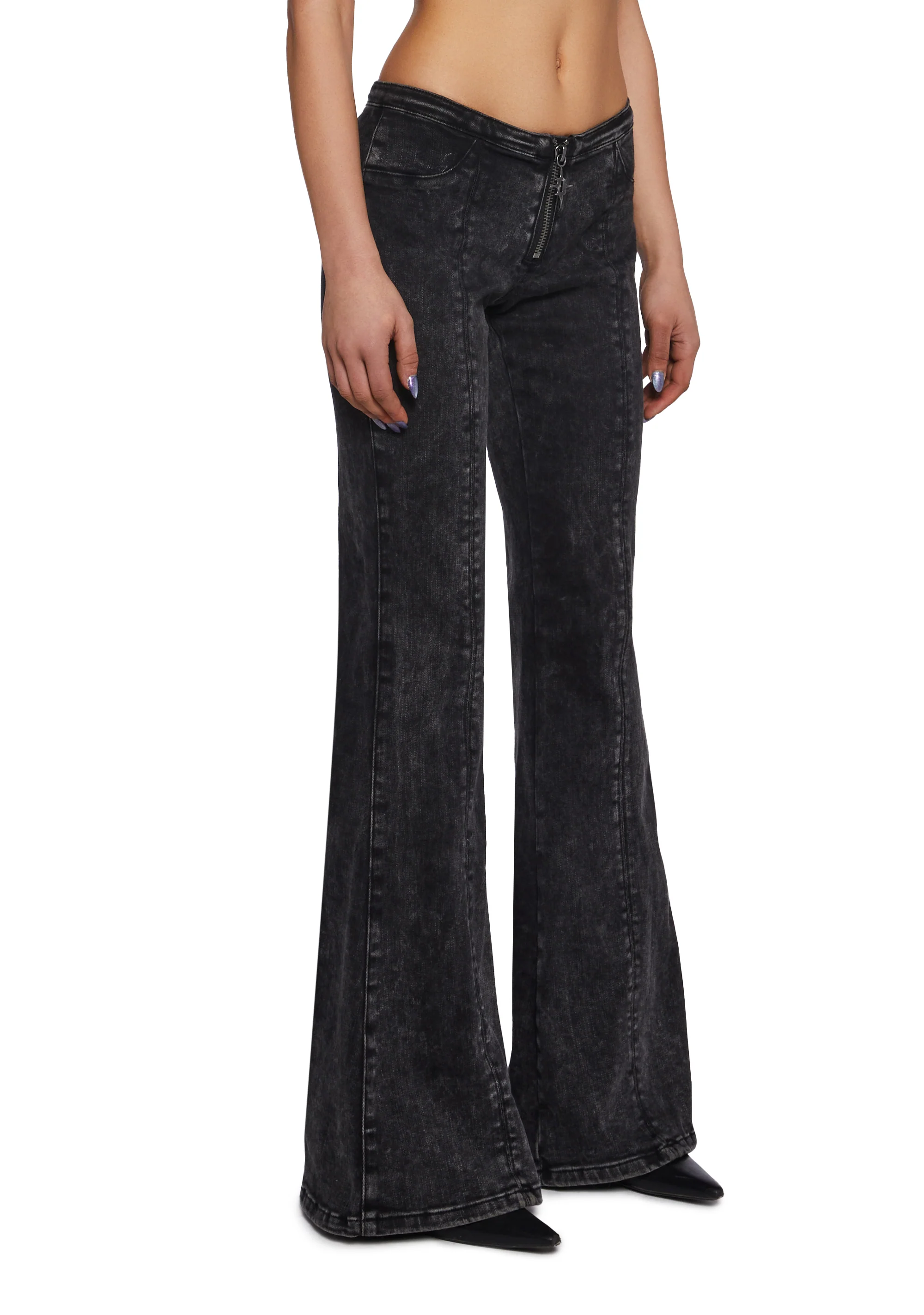 Lace Up Flare Denim Jeans - Image 3