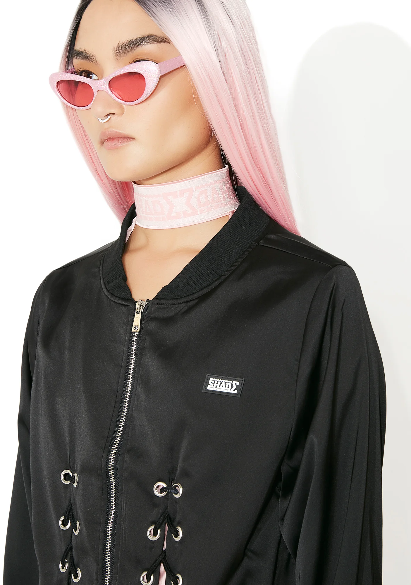 Lace Up Silky Bomber - Image 3