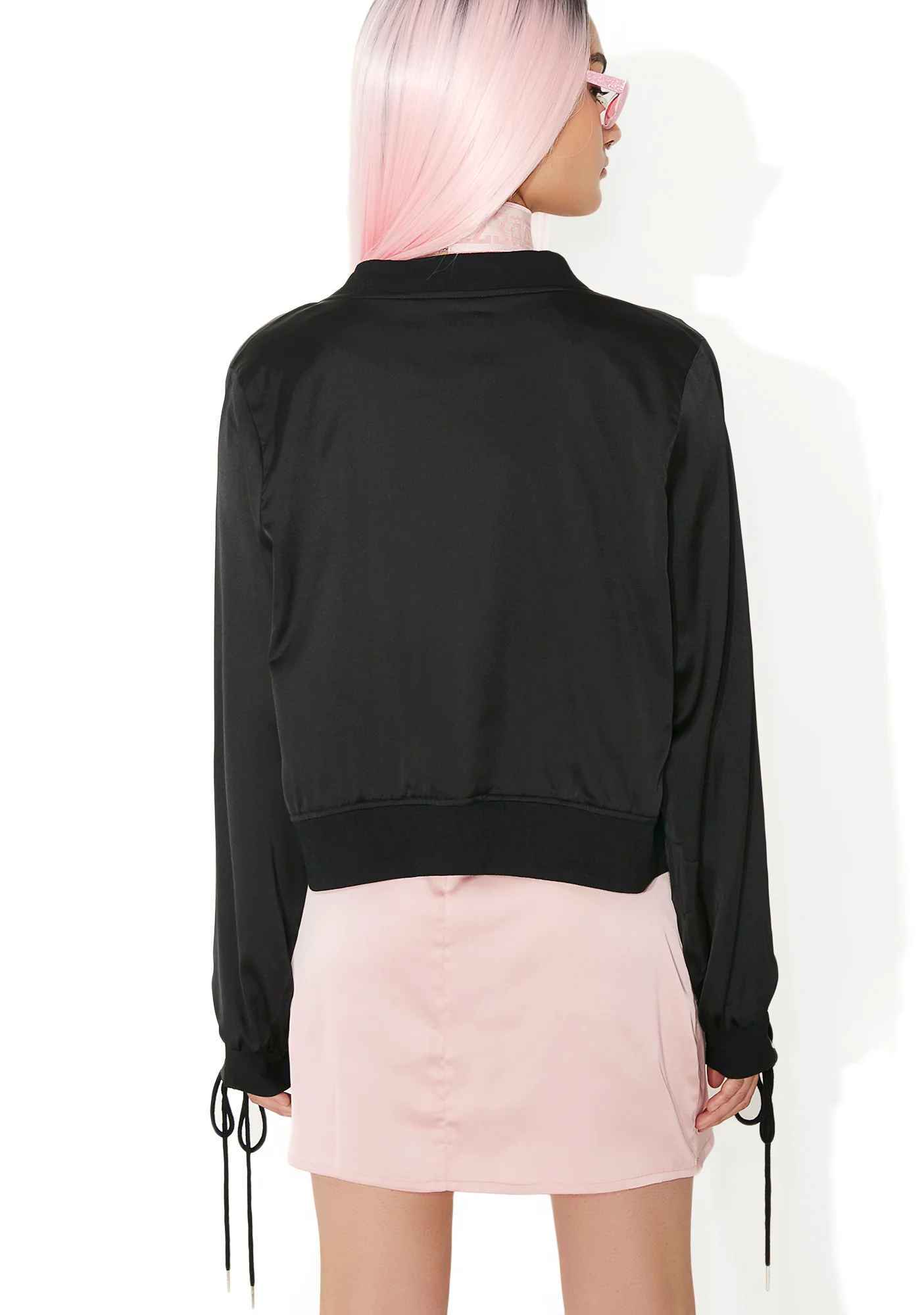 Lace Up Silky Bomber - Image 4