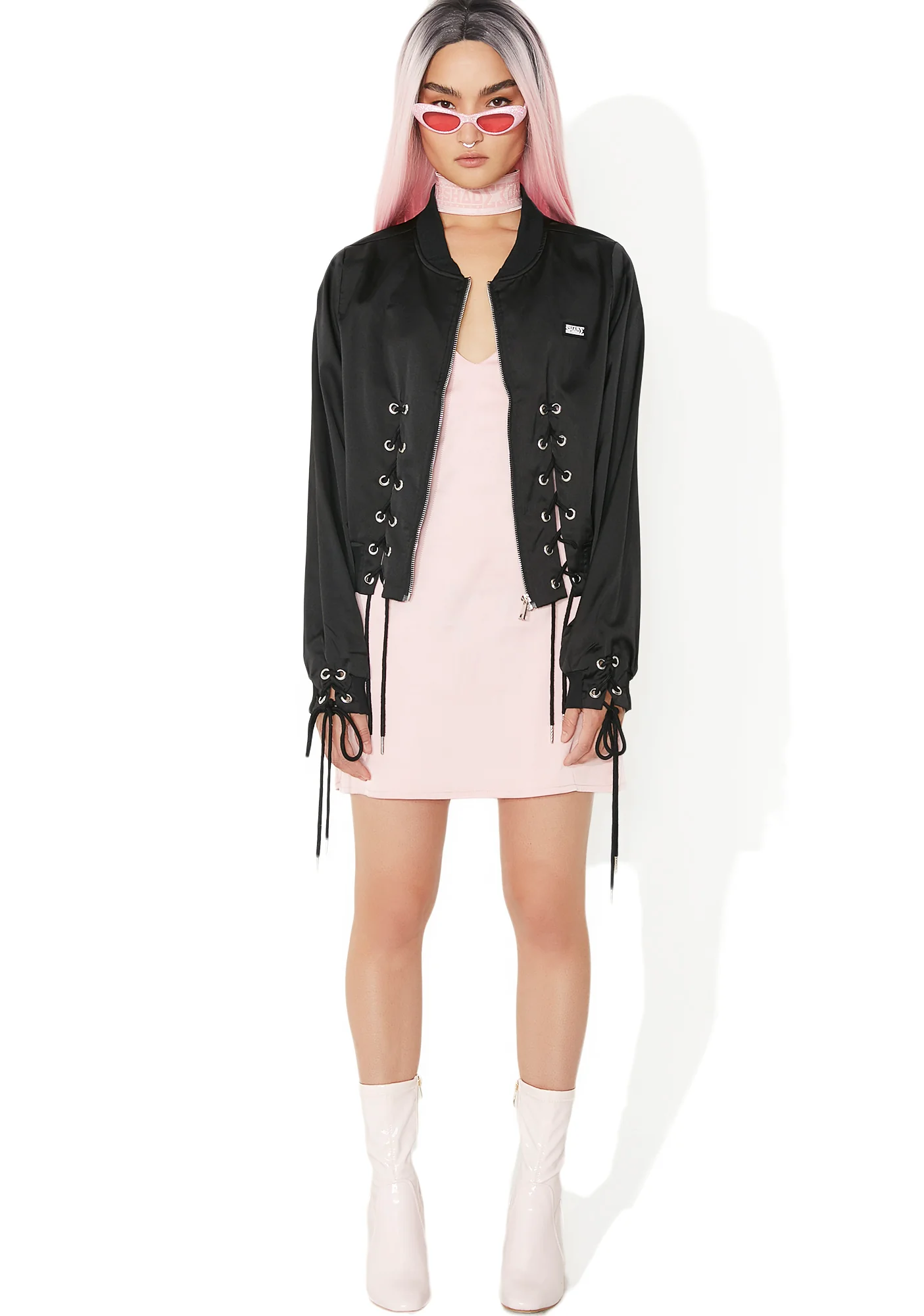 Lace Up Silky Bomber - Image 5