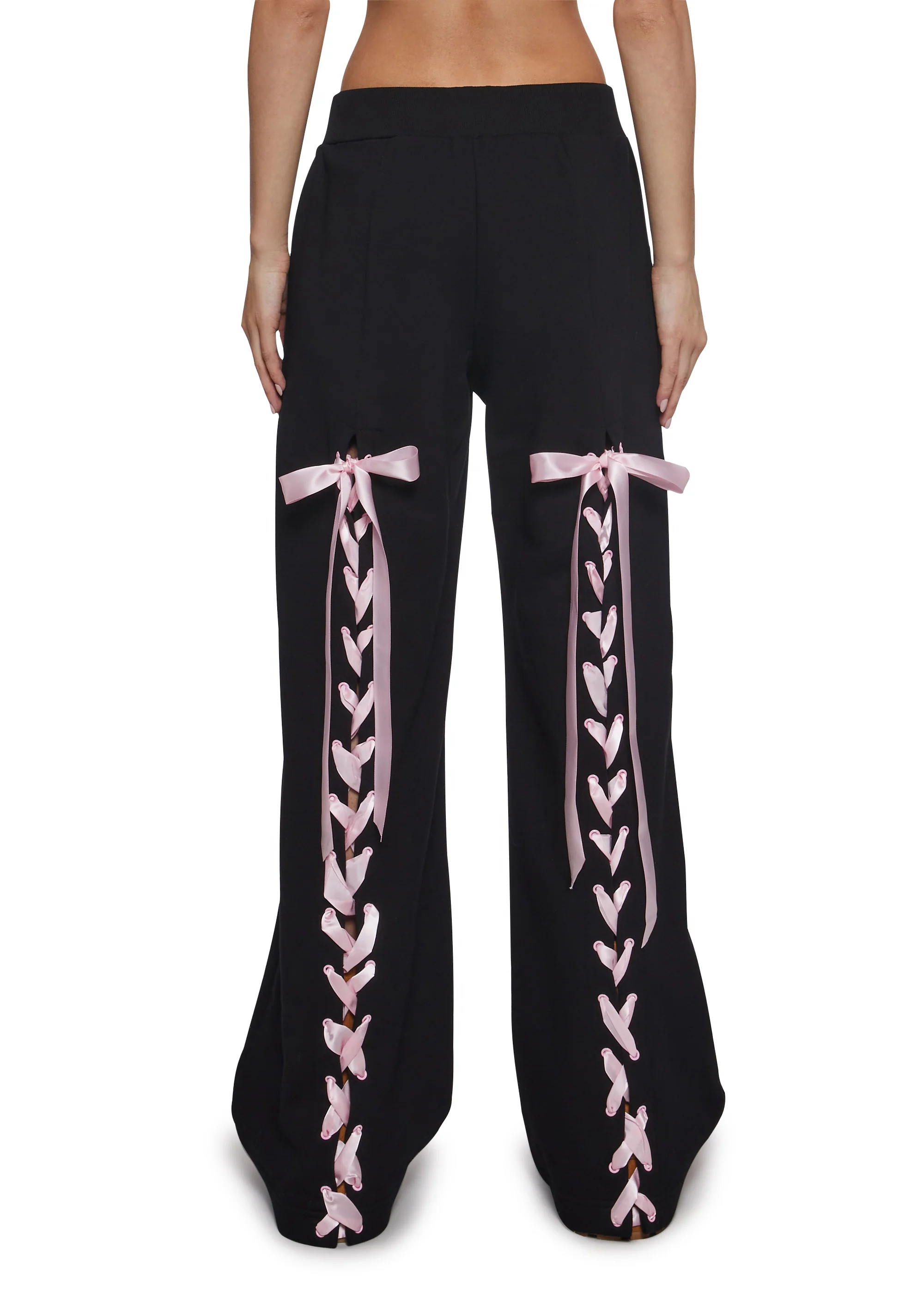 Soft Romance Lacing Bow Sweat Pants - Image 4