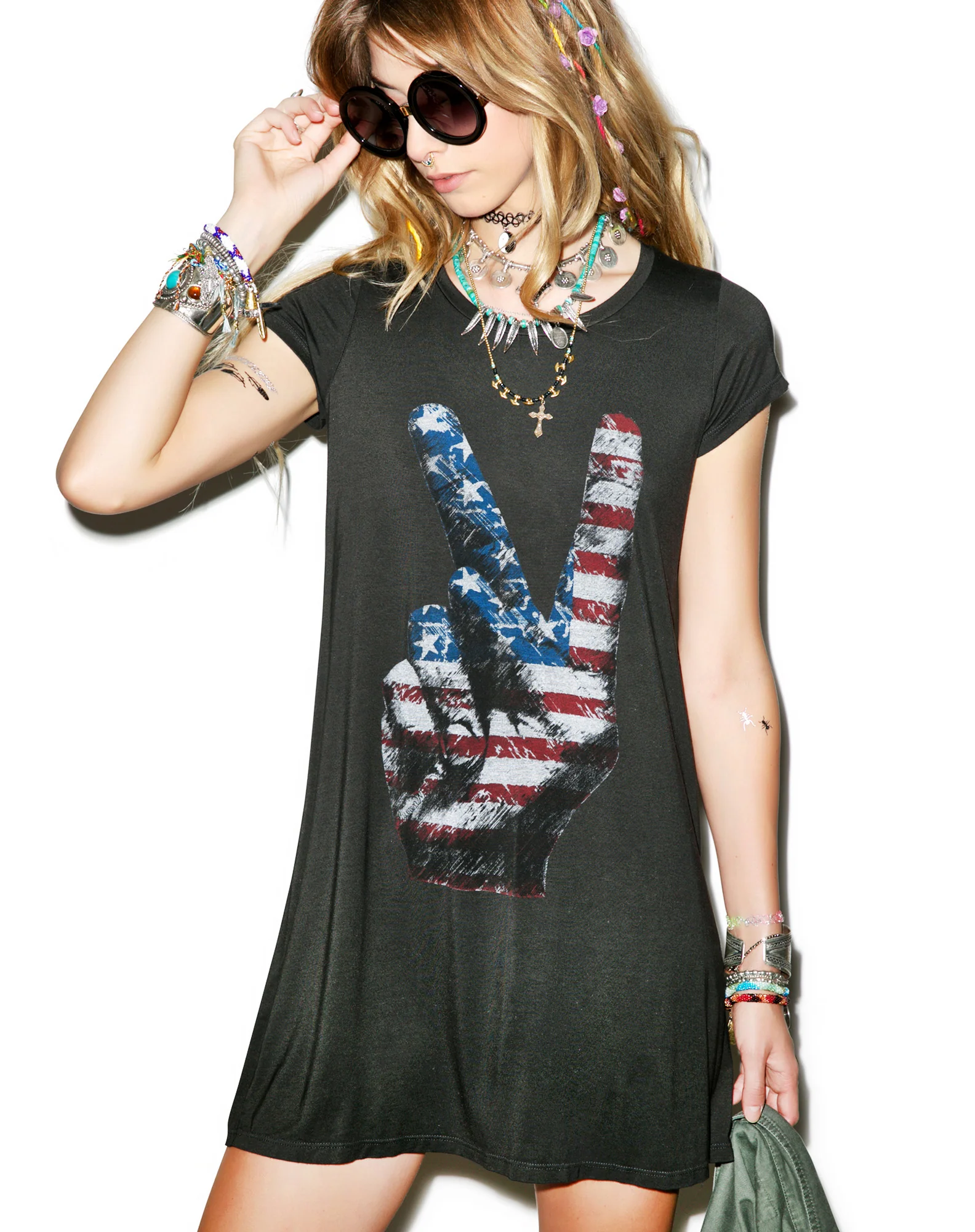 Lana Flag Hand Mini T-Shirt Dress - Image 3