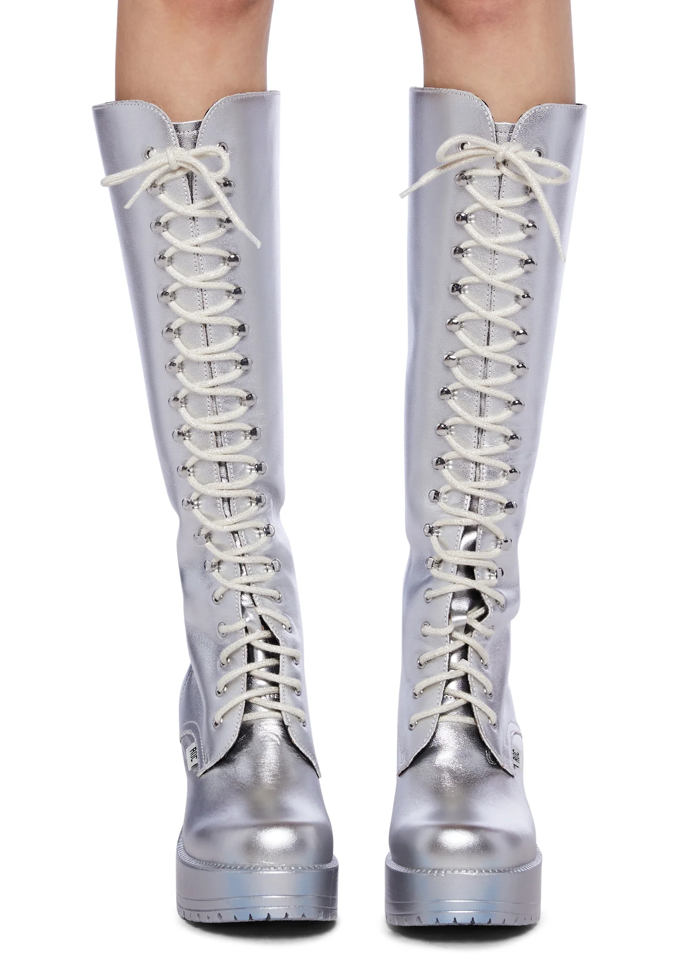 Lash Knee High Boots - Silver - Image 3