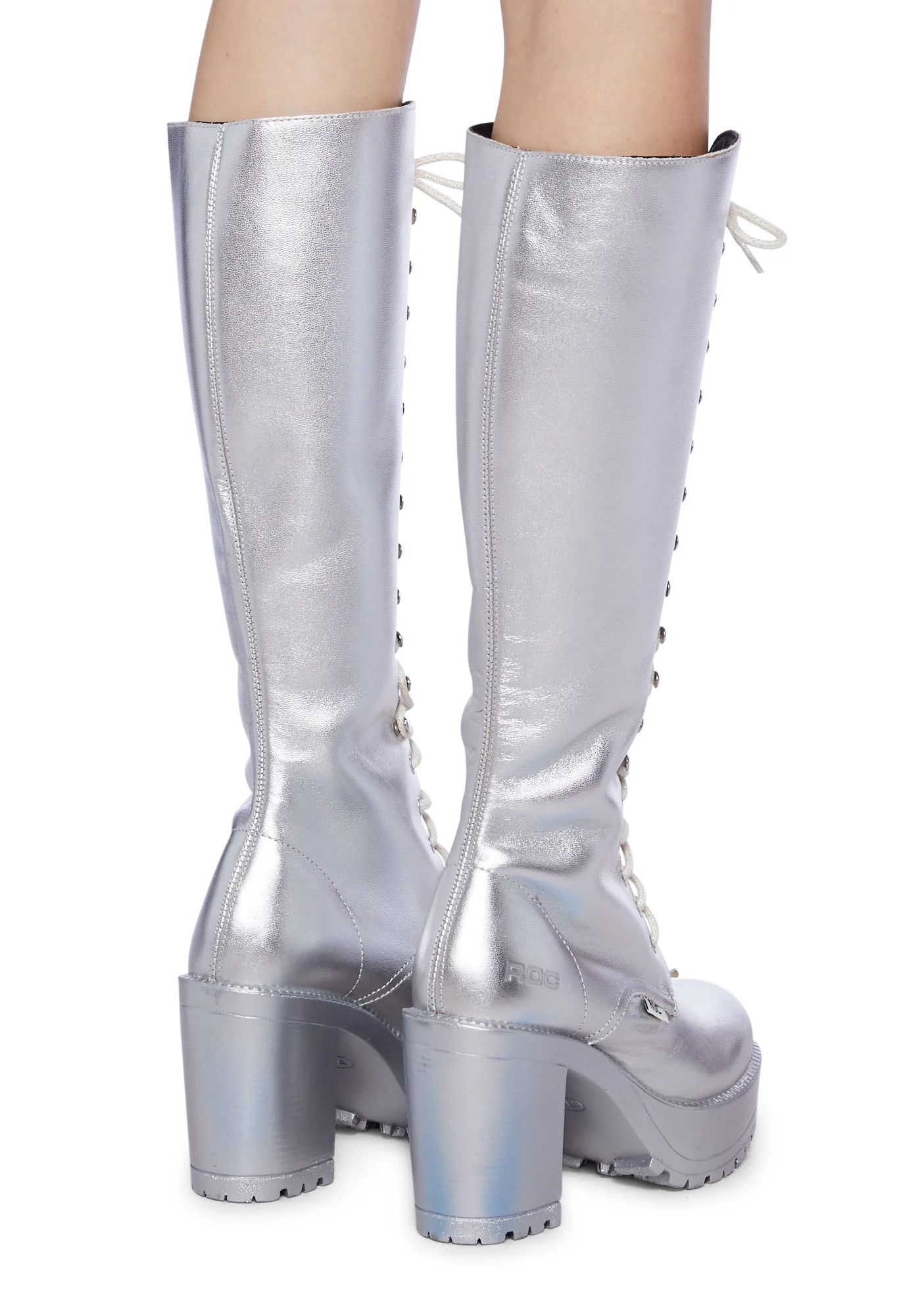 Lash Knee High Boots - Silver - Image 4