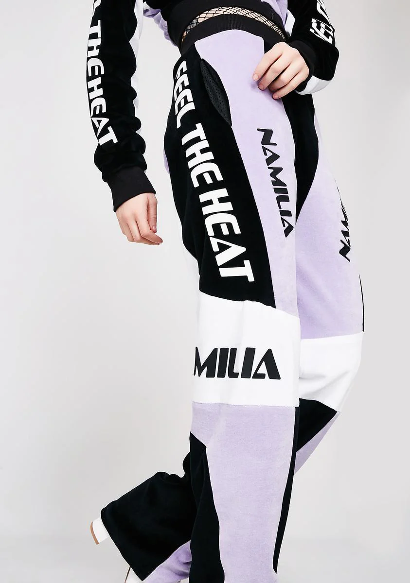 Lavender Velour Motocross Trousers - Image 3