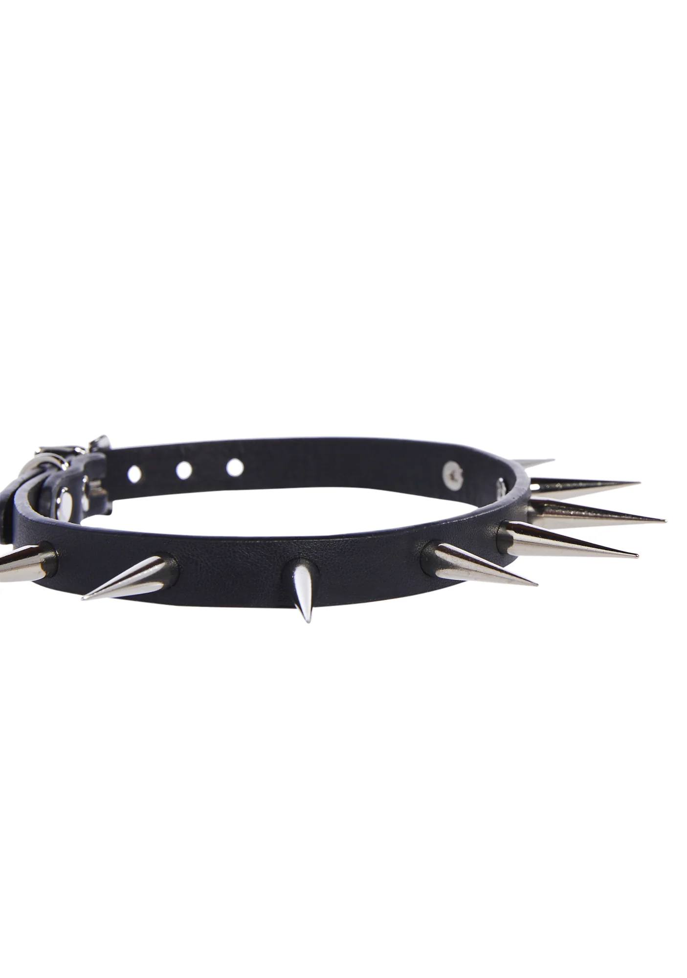 Leather Choker With Slim Spikes - Image 2