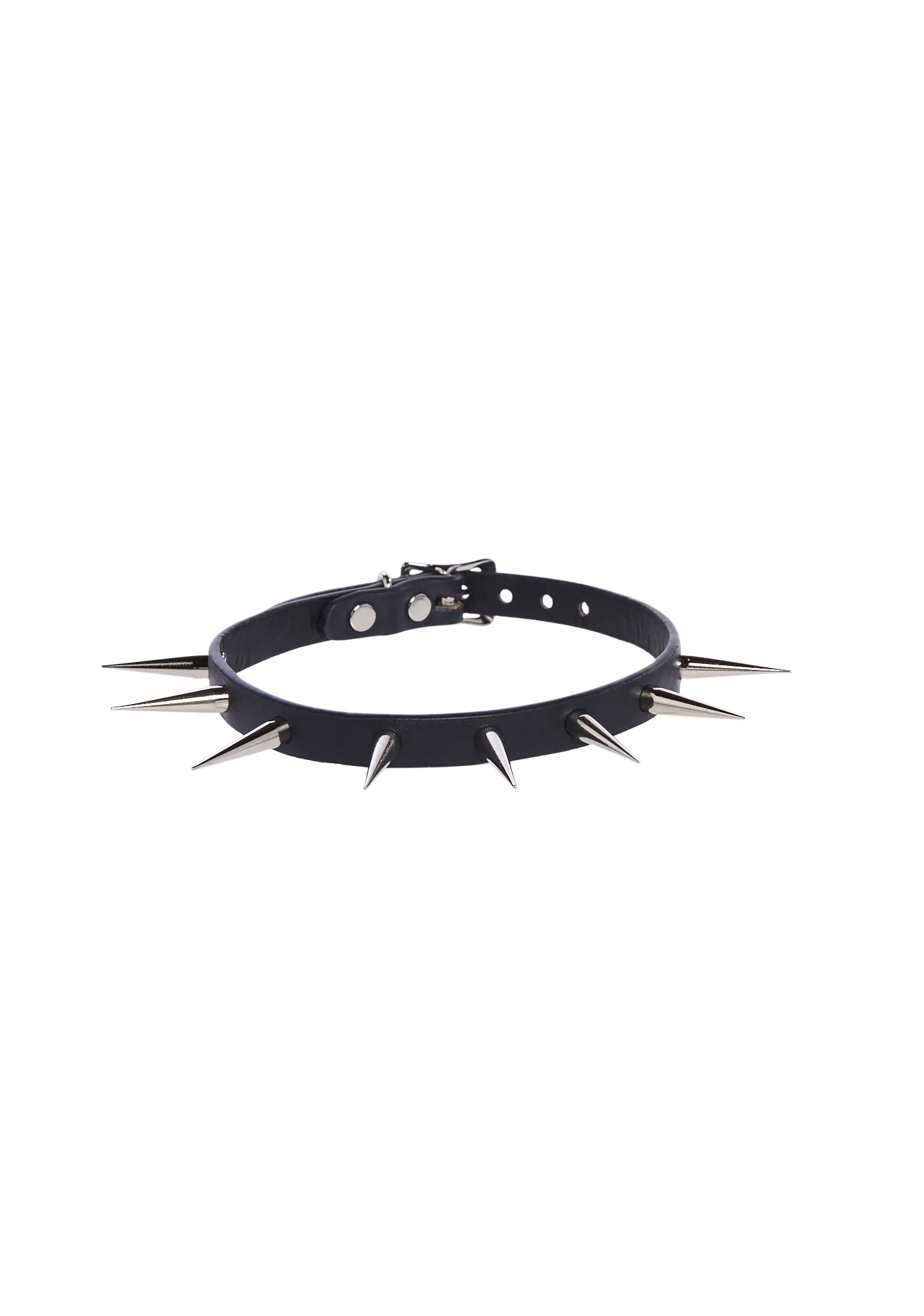 Leather Choker With Slim Spikes - Image 3