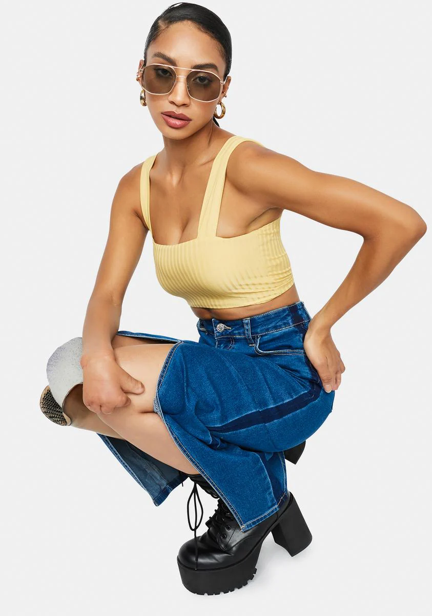 Lemon Left On Read Ribbed Bralette Top - Image 2