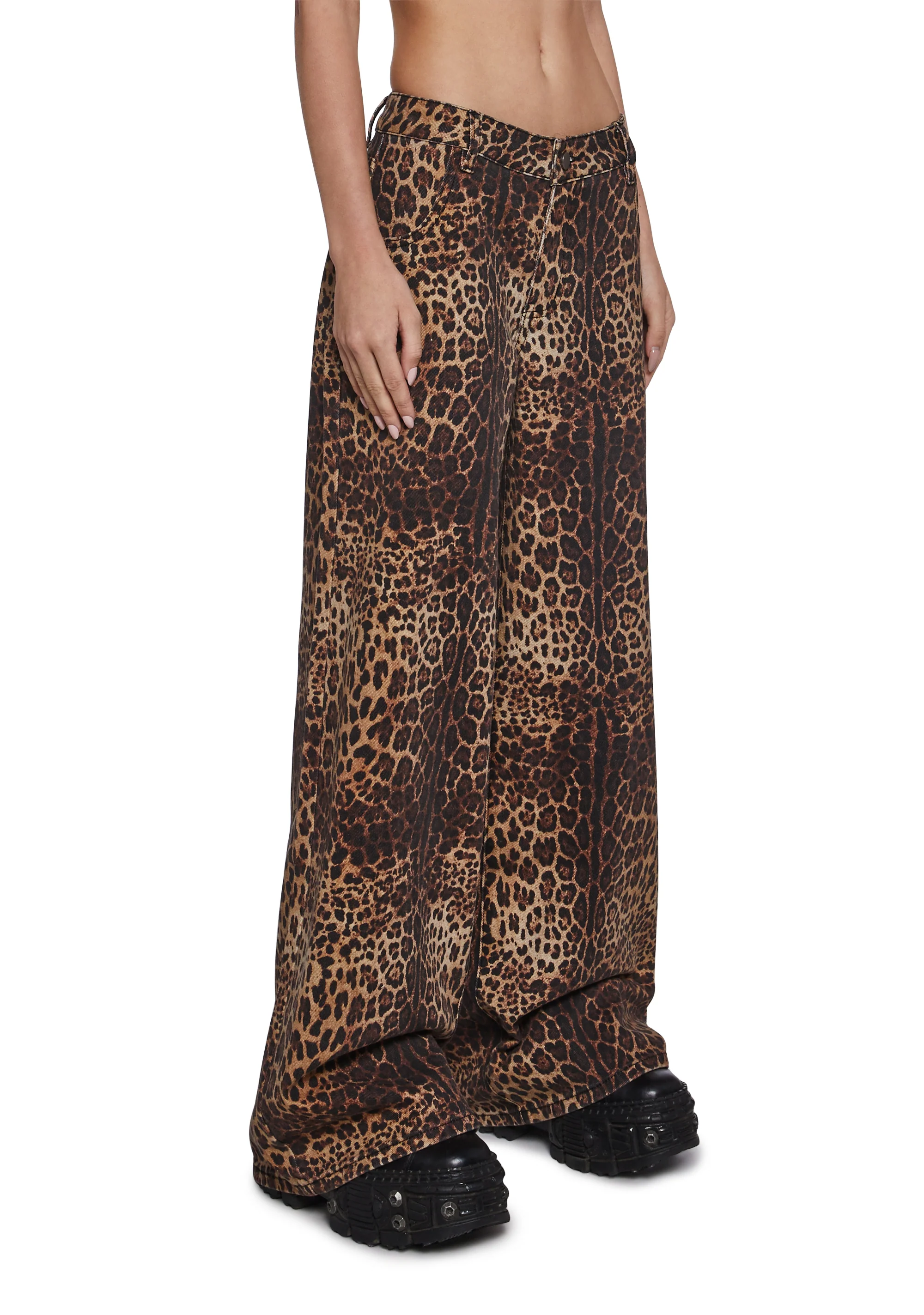 Sinful Attitude Wide Leg Jeans - Leopard - Image 3