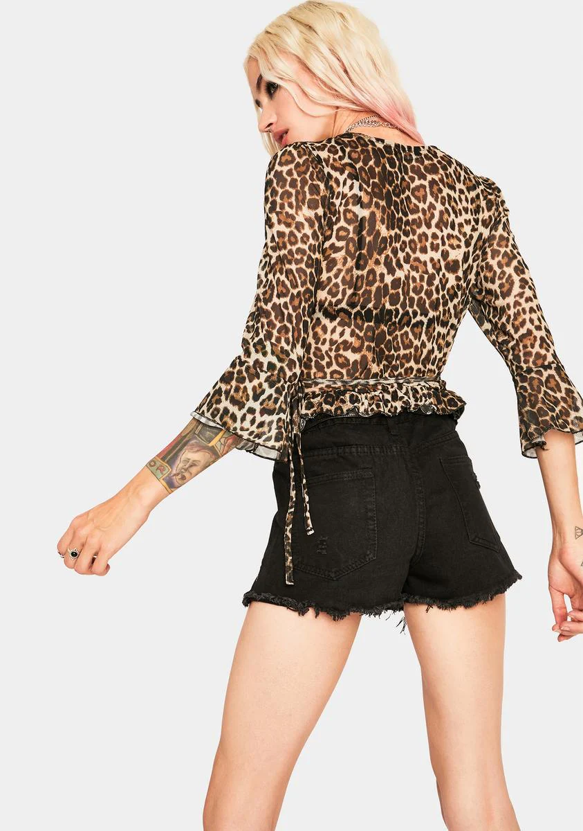 Leopard Ruffle Wrap Top - Image 4