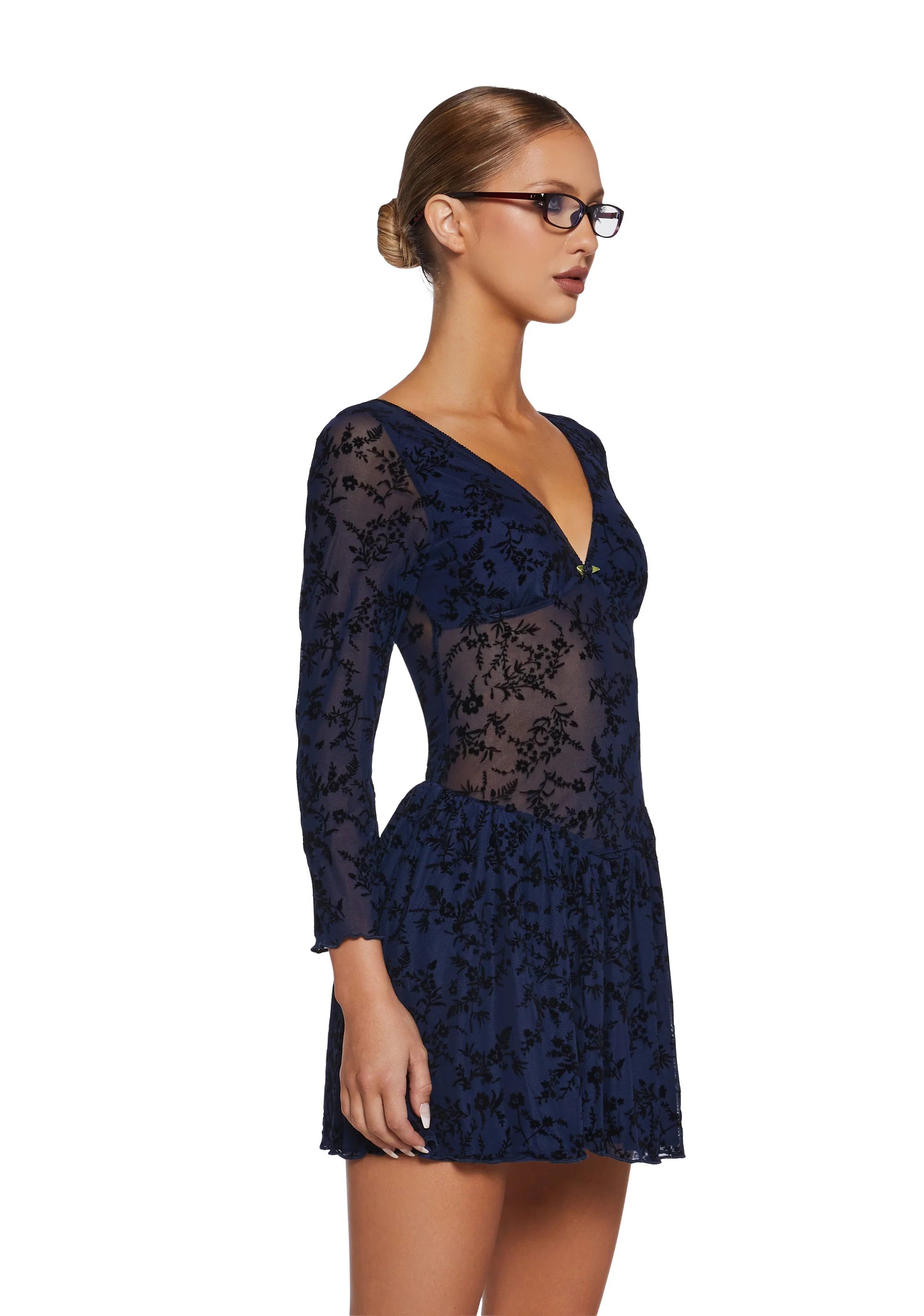 Letters Never Sent Mini Dress - Dark Blue - Image 3
