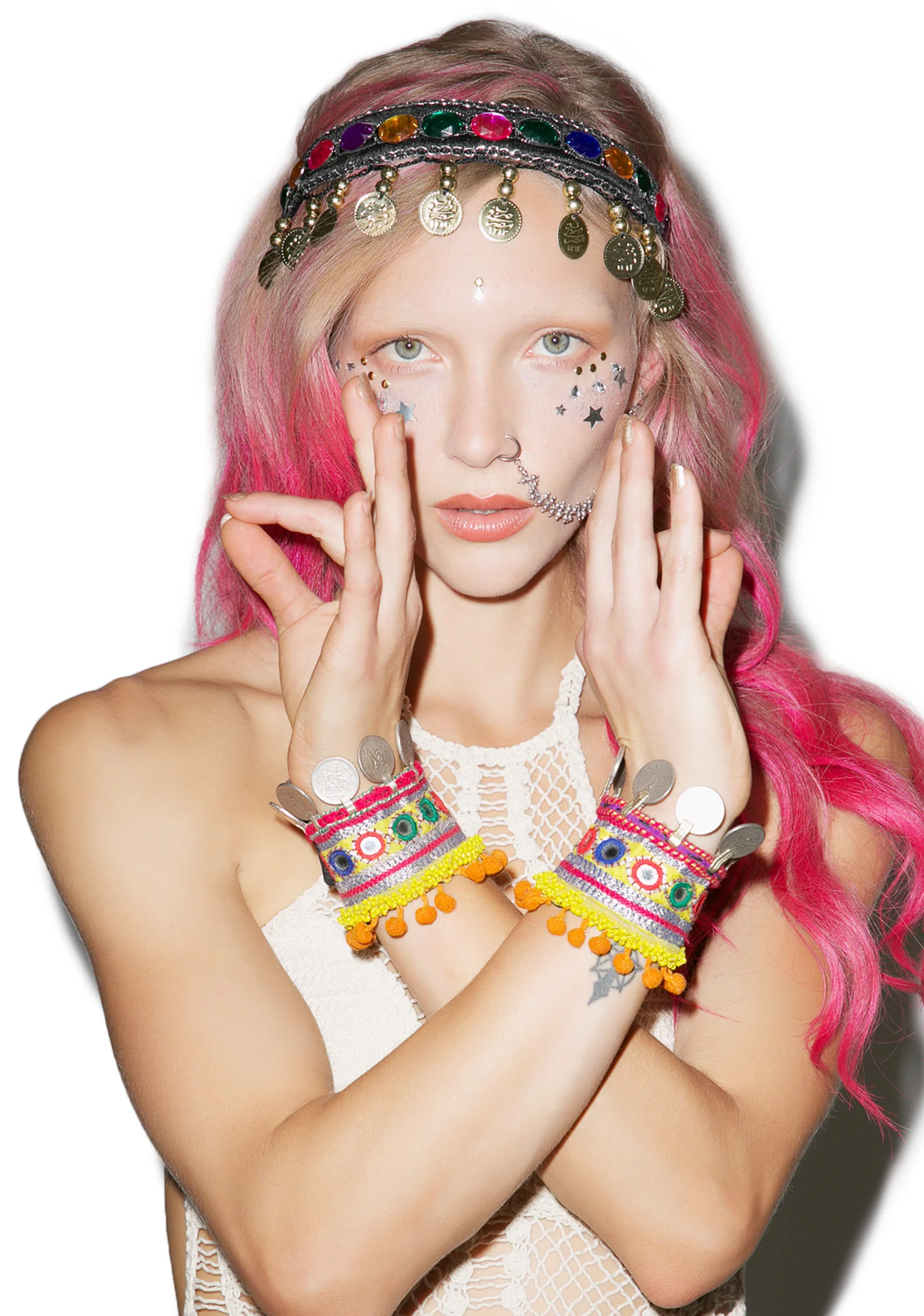 Liana Embroidered Coin Cuffs - Image 2