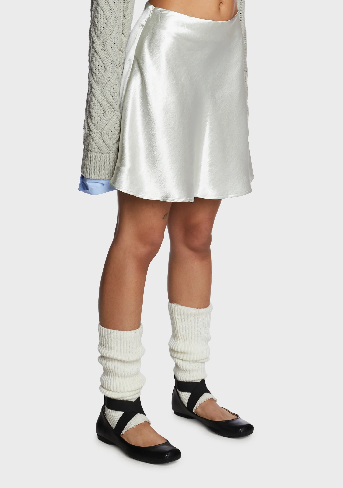 Life Motto Mini Skirt - Silver - Image 4