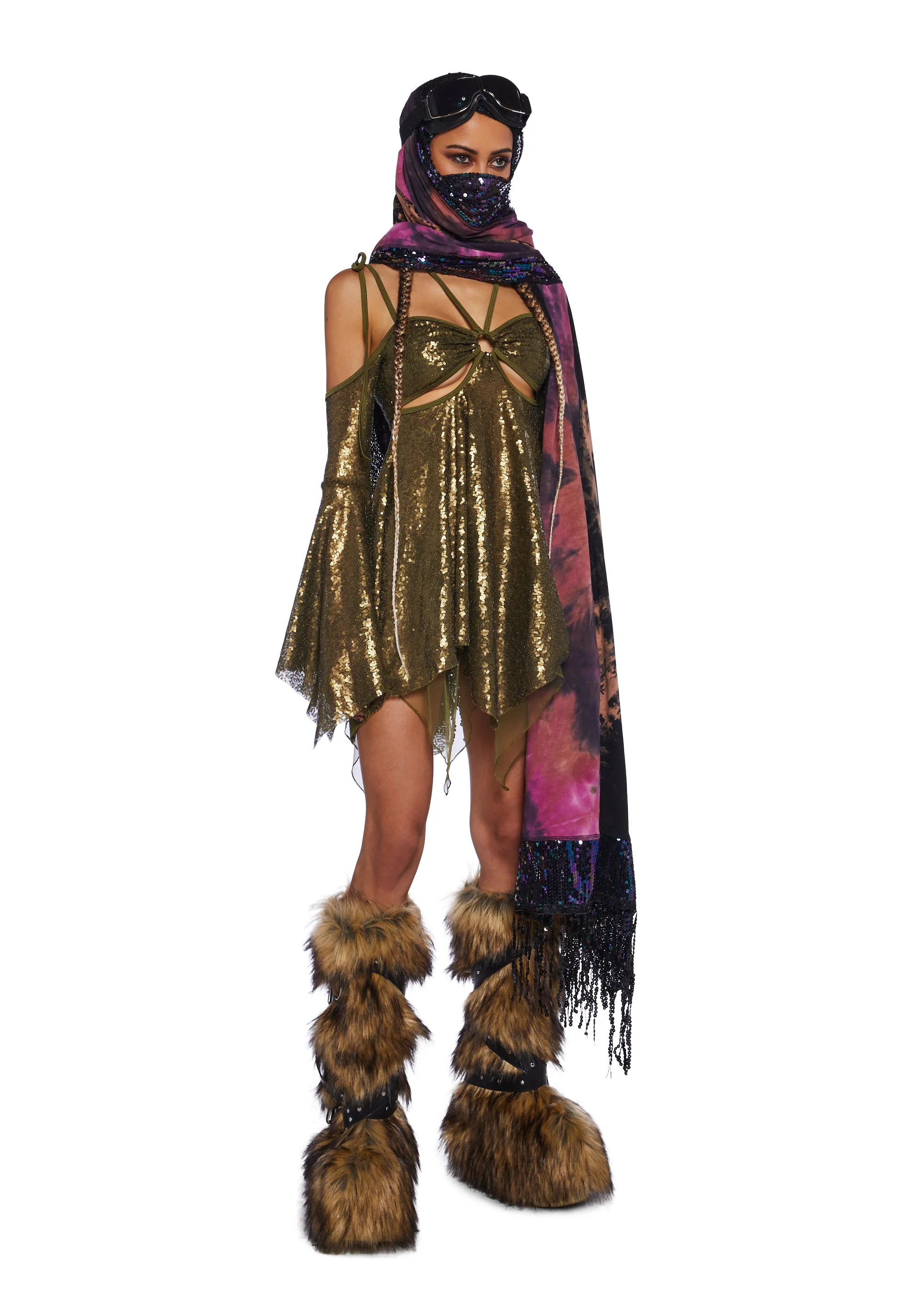 Lightning In A Bottle Mini Dress - Gold - Image 3
