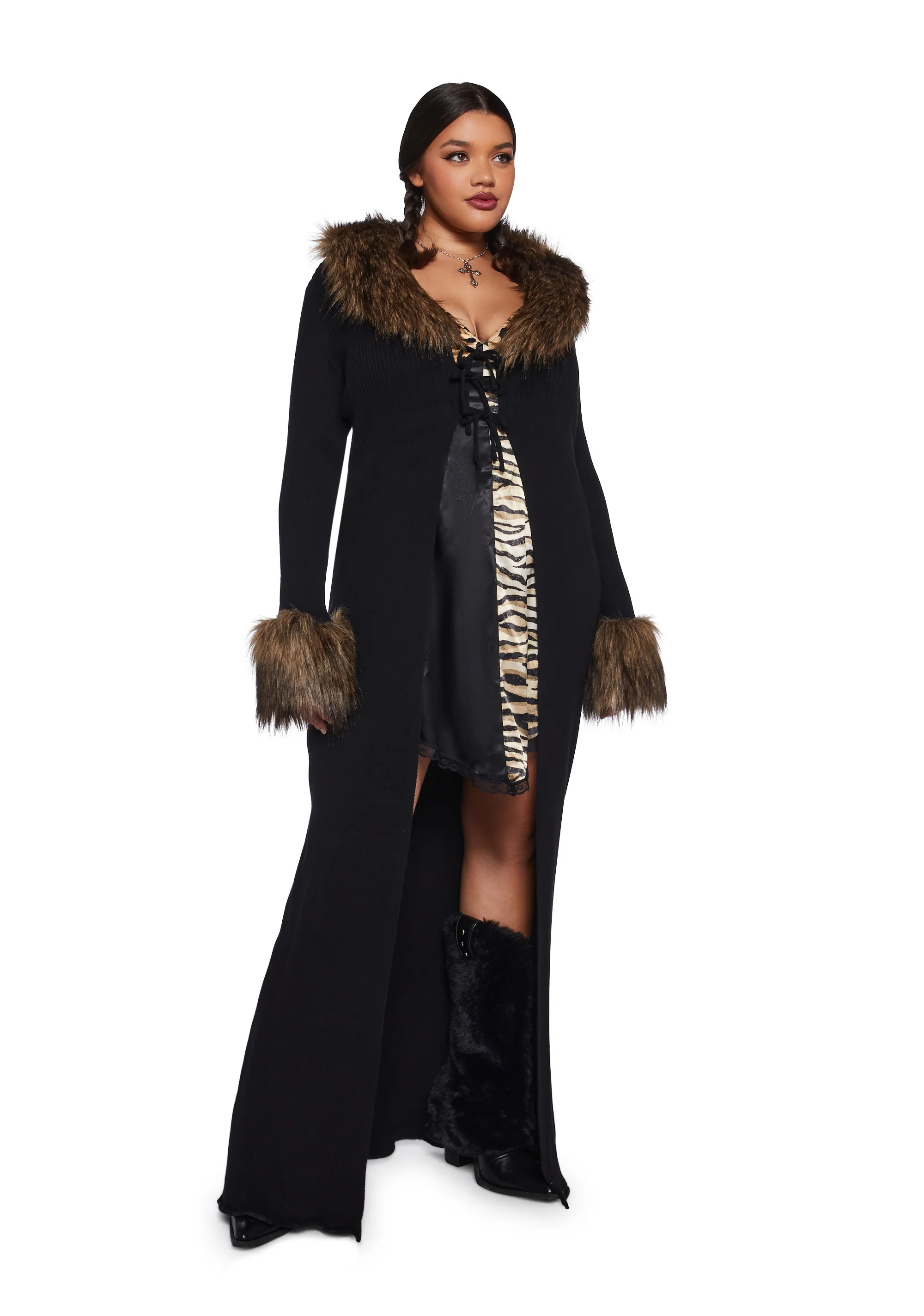 Like A Boss Faux Fur Duster - Image 9