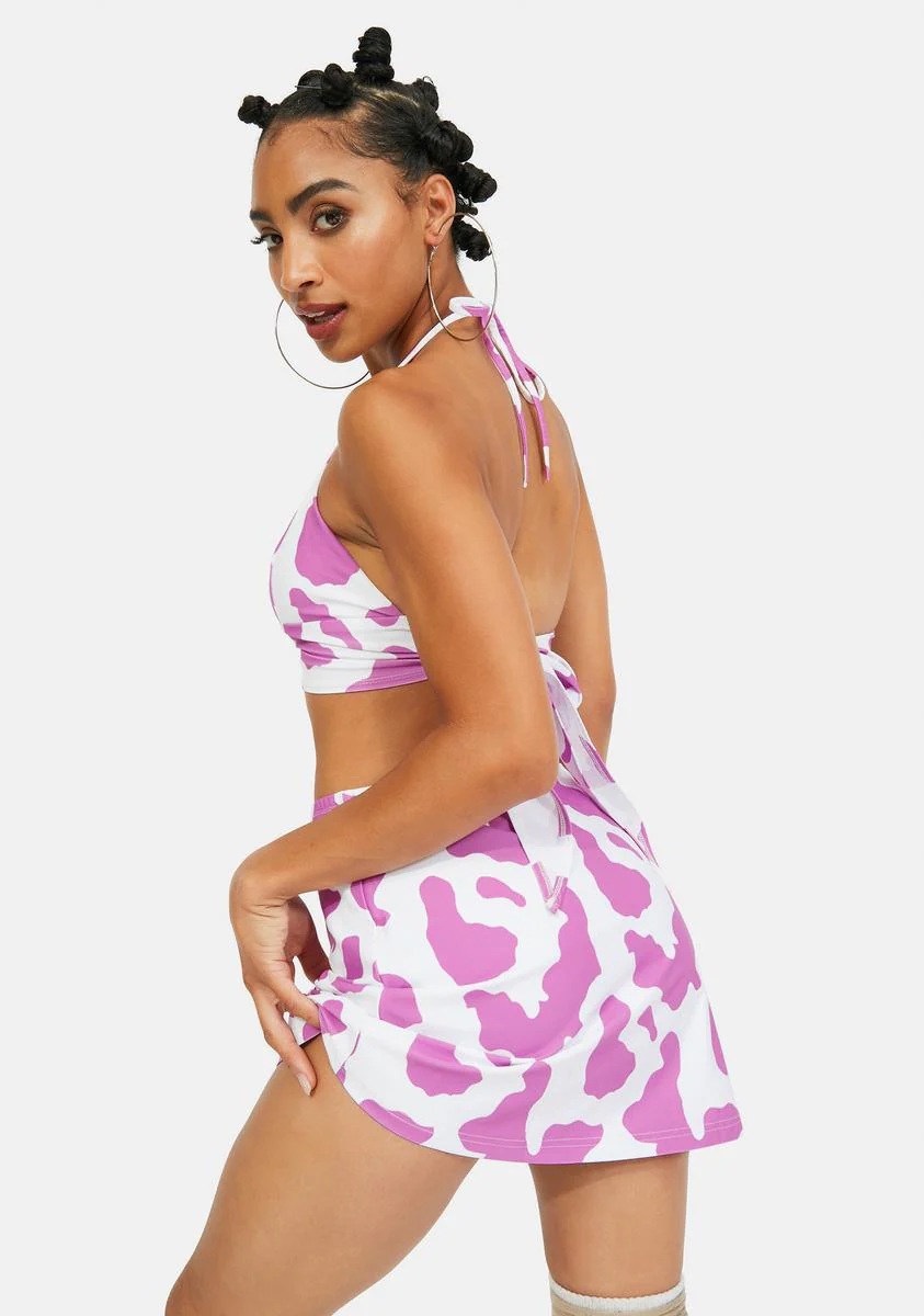 Lilac Cow Print O Ring Top - Image 4