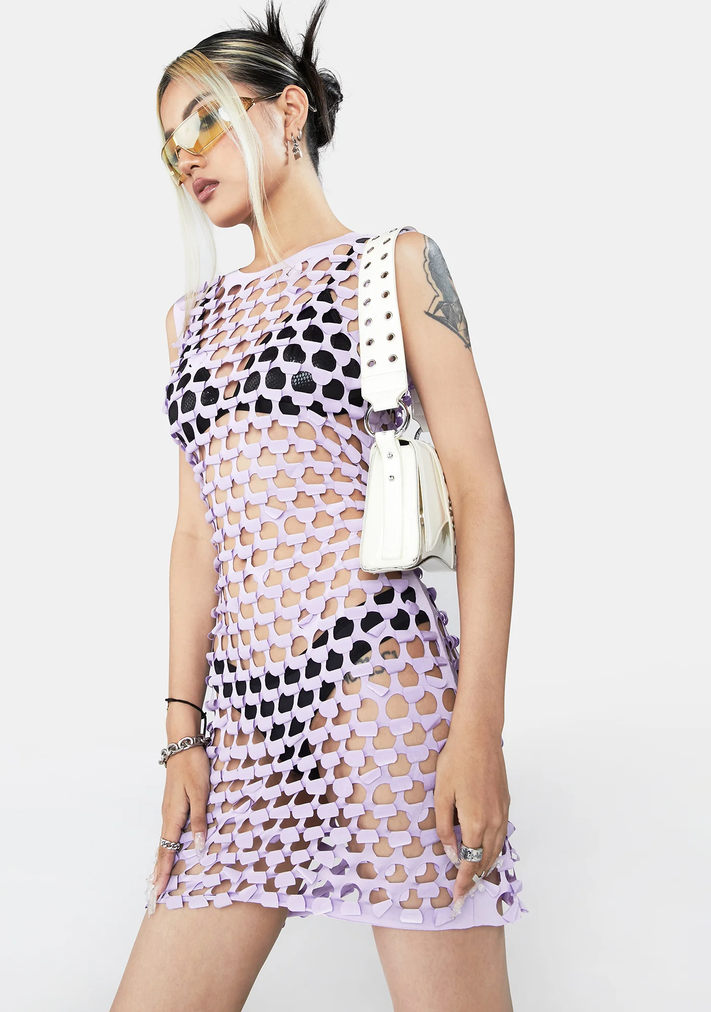 Lilac Fishnet Dress - Image 3