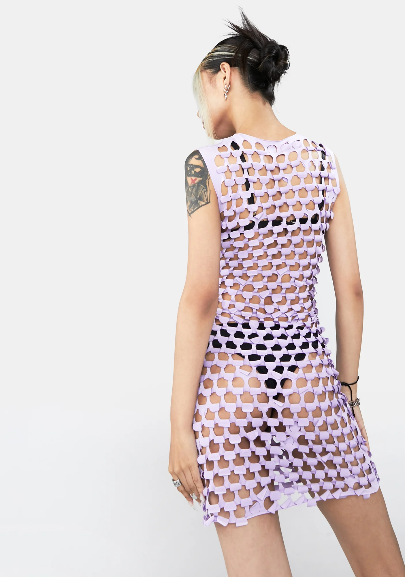 Lilac Fishnet Dress - Image 4