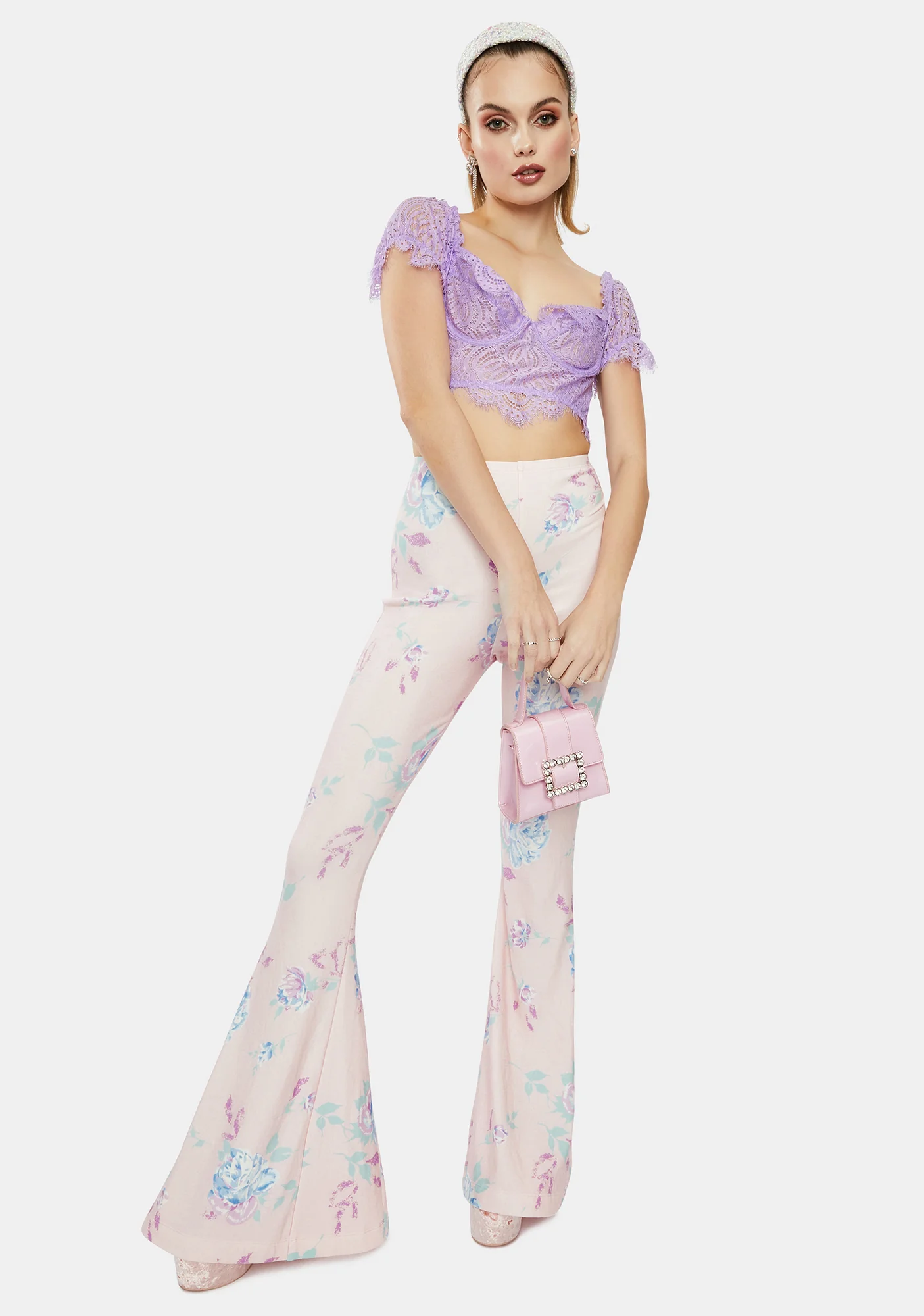 Lilac Sweetie Pie Lace Bustier Crop Top - Image 3