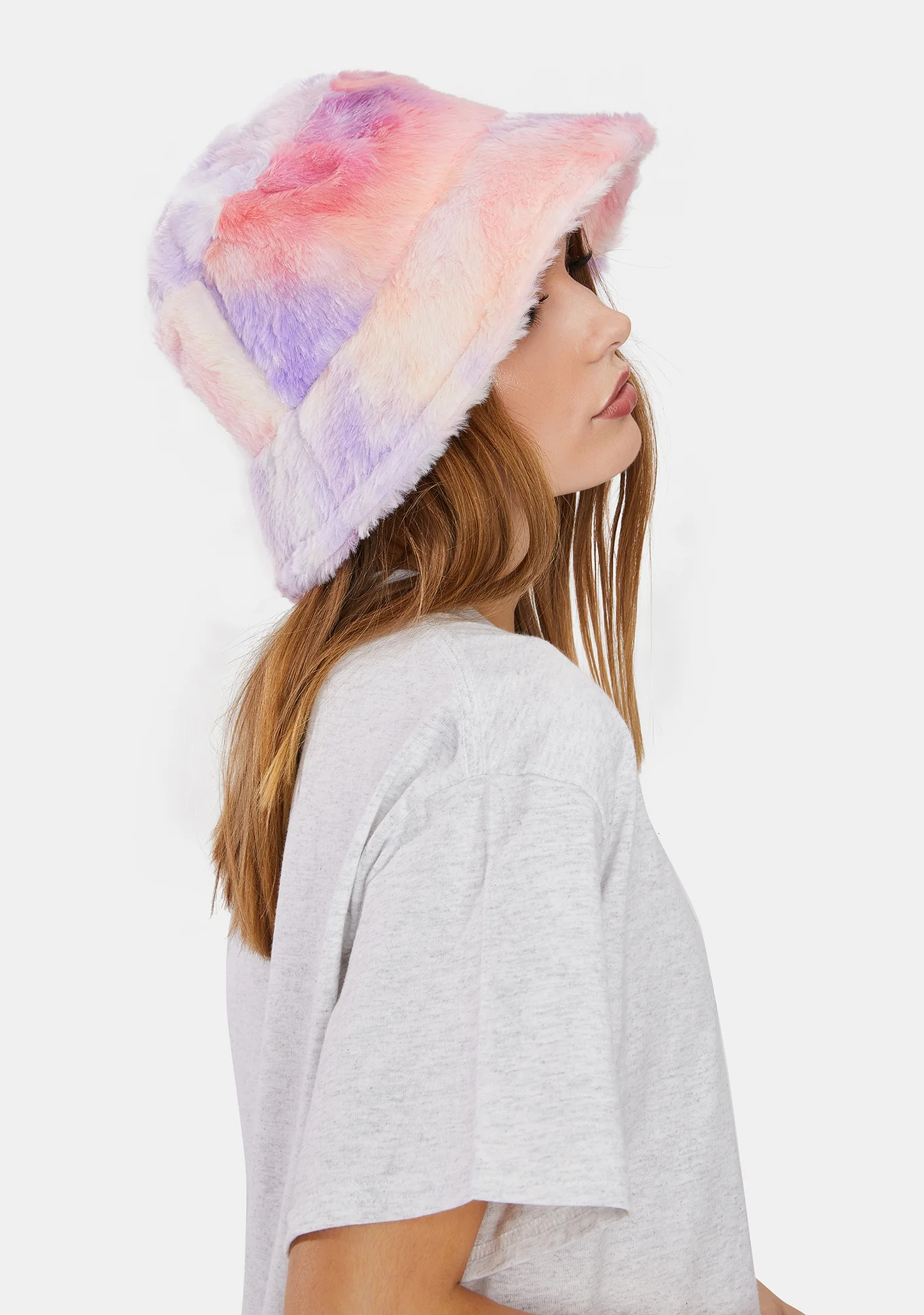 Lilac Take Me Back Faux Fur Bucket Hat - Image 3