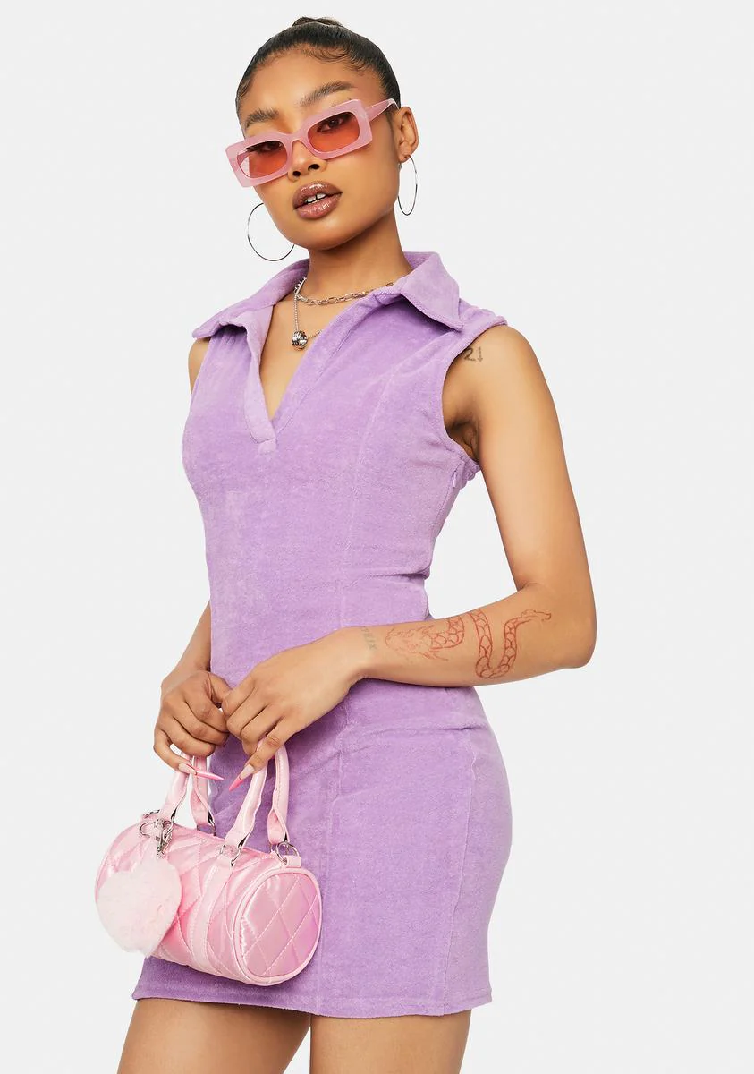 Lilac Up To You Terry Cloth Mini Dress - Image 2
