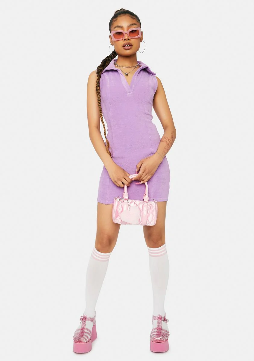 Lilac Up To You Terry Cloth Mini Dress - Image 3