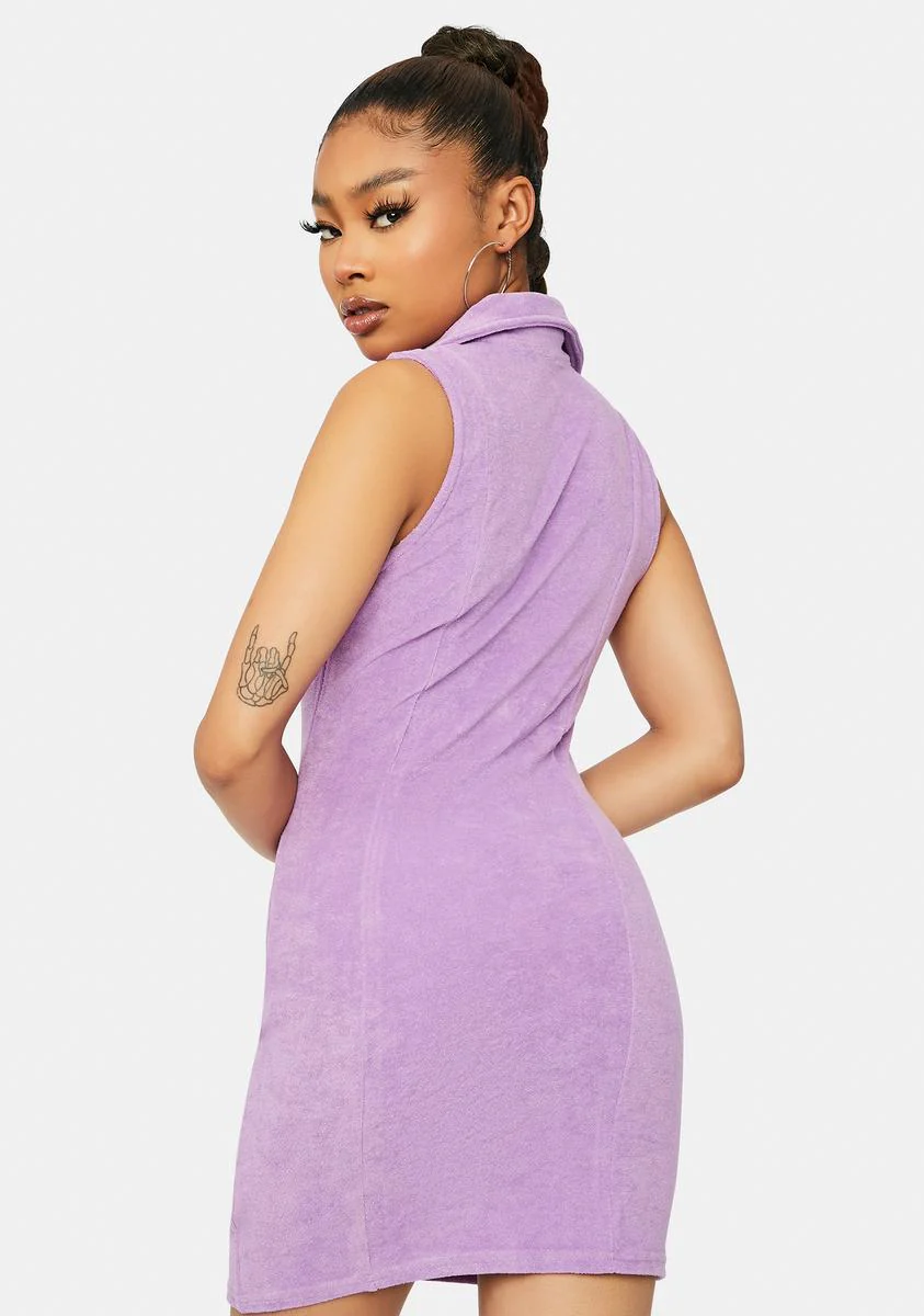 Lilac Up To You Terry Cloth Mini Dress - Image 4