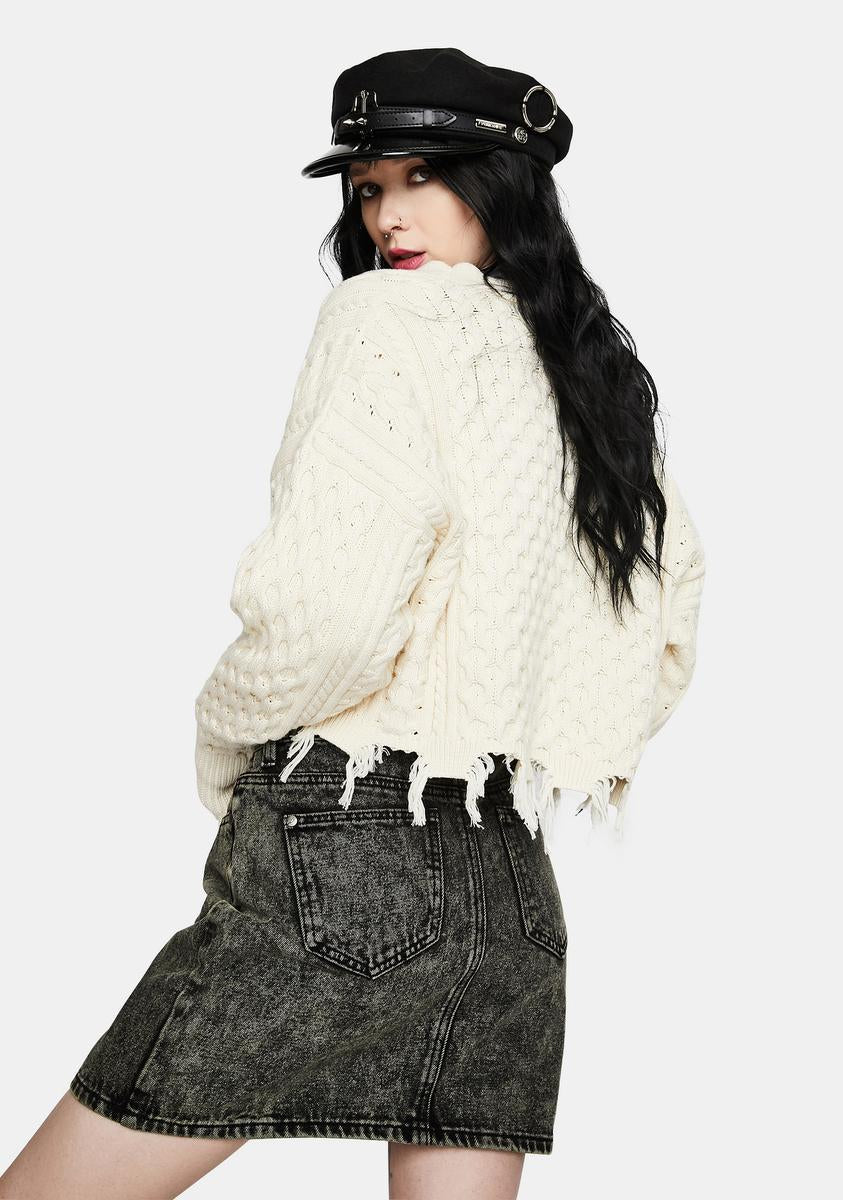 Lime Acid Wash Denim Mini Skirt - Image 4