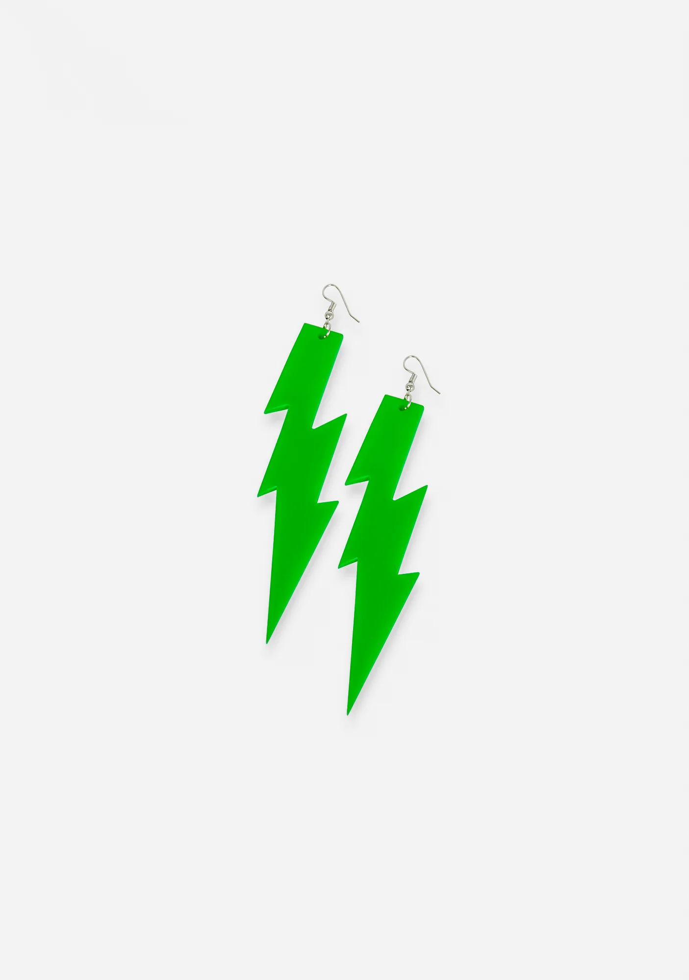 Lime Feel The Electricity Lightning Bolt Earrings - Image 2