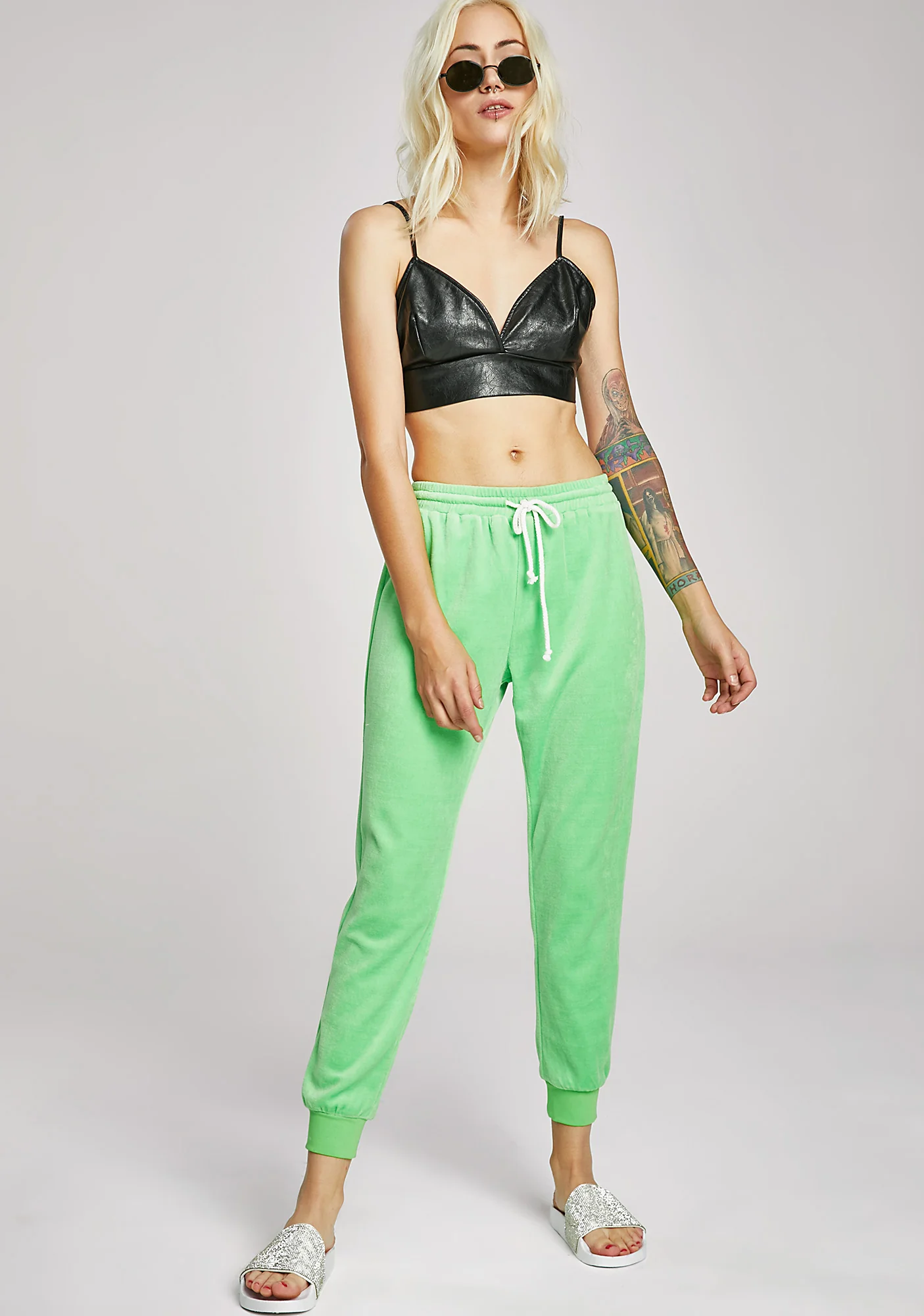 Lime Malibu Princess Velour Lounge Pant - Image 3