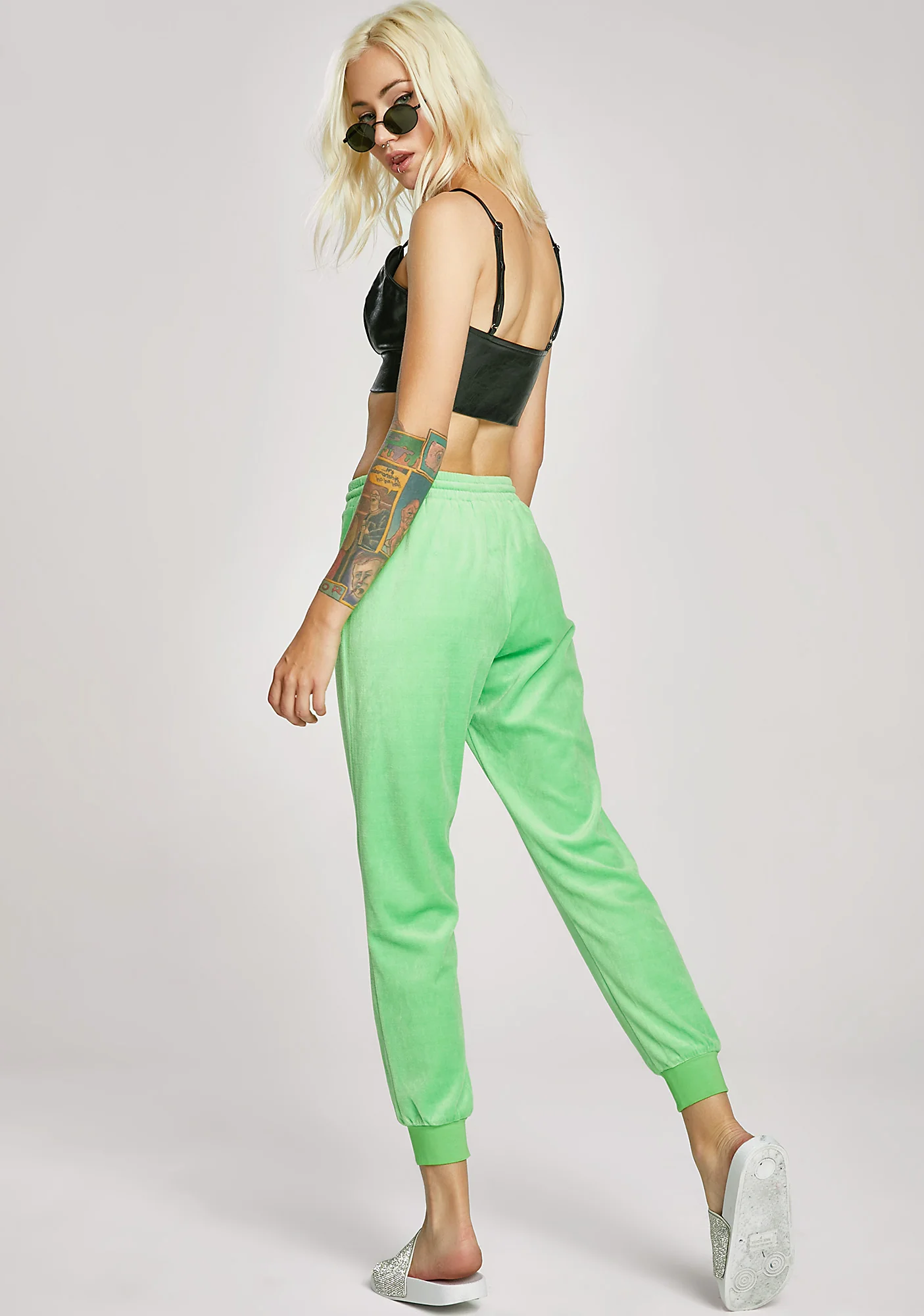 Lime Malibu Princess Velour Lounge Pant - Image 4