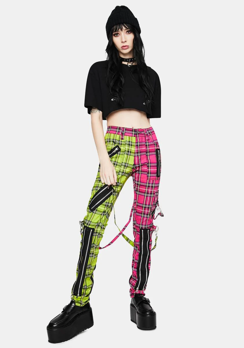Lime Pink Madness Plaid Pants - Image 2