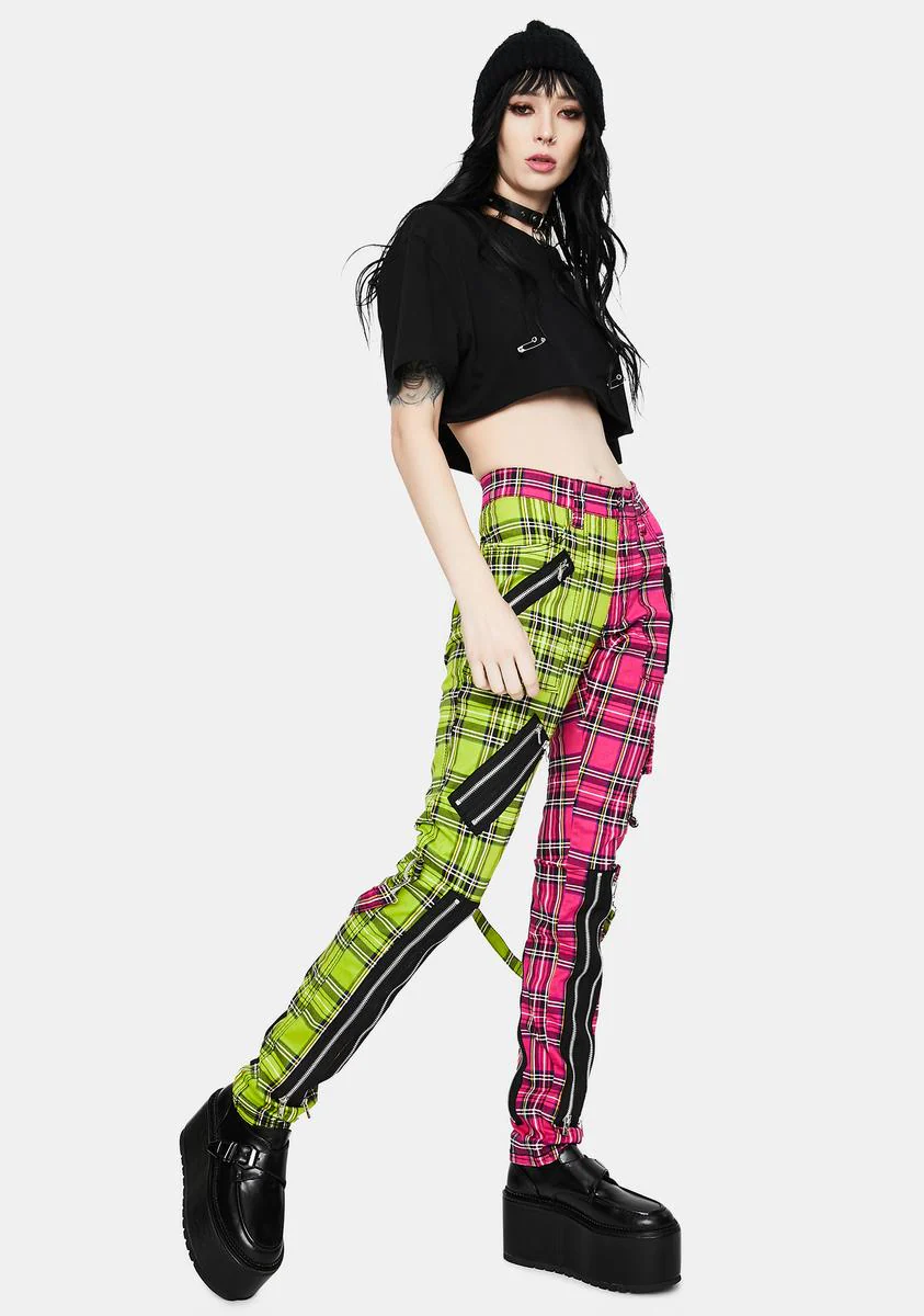 Lime Pink Madness Plaid Pants - Image 3