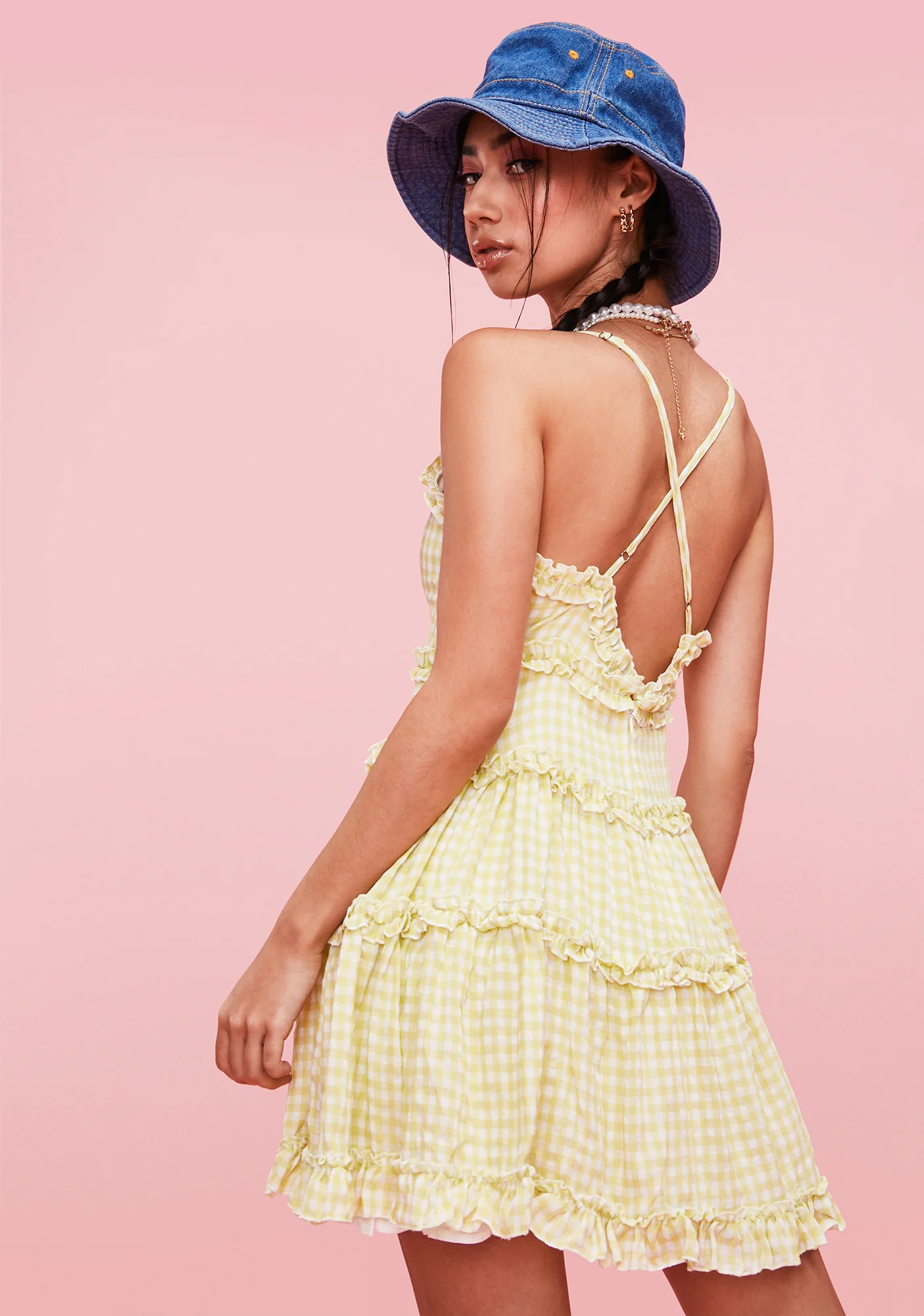 Lime Practically Perfect Gingham Mini Dress - Image 4